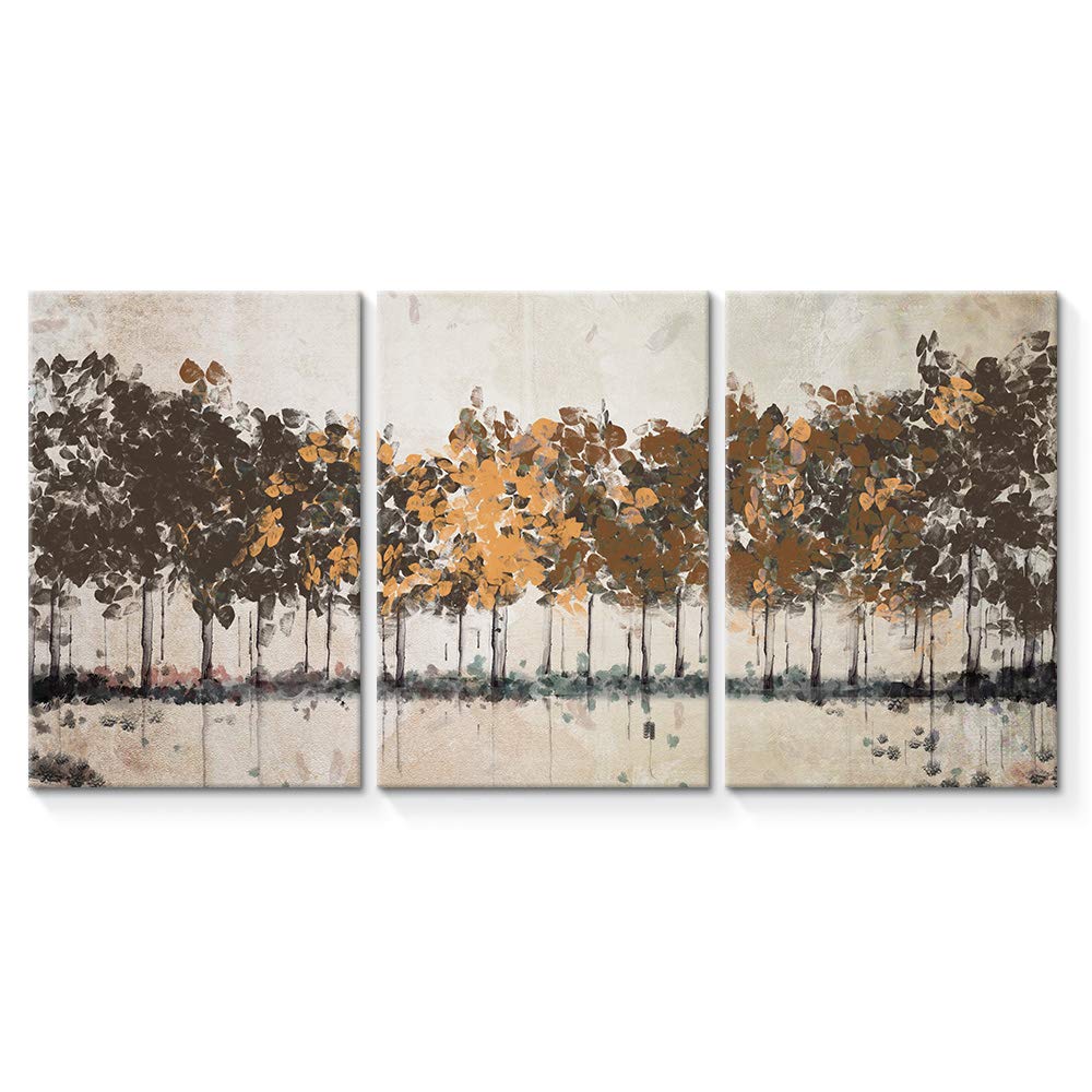 Abstract Tree Forest Oil Painting - 3 Panel Canvas Wall Art for Living Room & Bedroom Decor - 24x36 Inch Giclee Print Home Decoration - Modern Landscape Artwork for Housewarming Gift & Interior Design