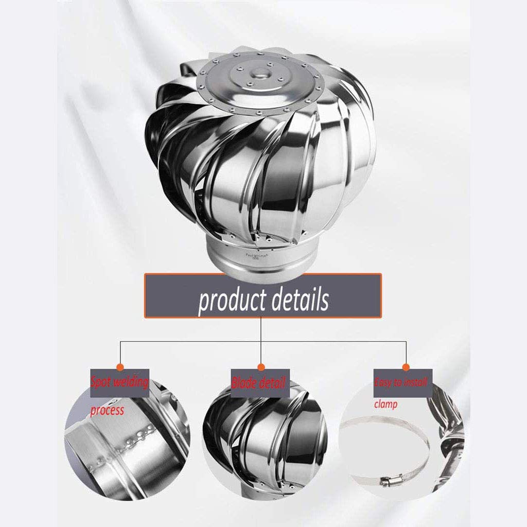 BOHHO Stainless Steel Rotating Spinner Chimney Cowl Cap - 150mm/5.9Inch Anti-Downdraught Ventilator for Standard Chimney Pots | Outdoor Home Roof Ventilation & Weather Protection