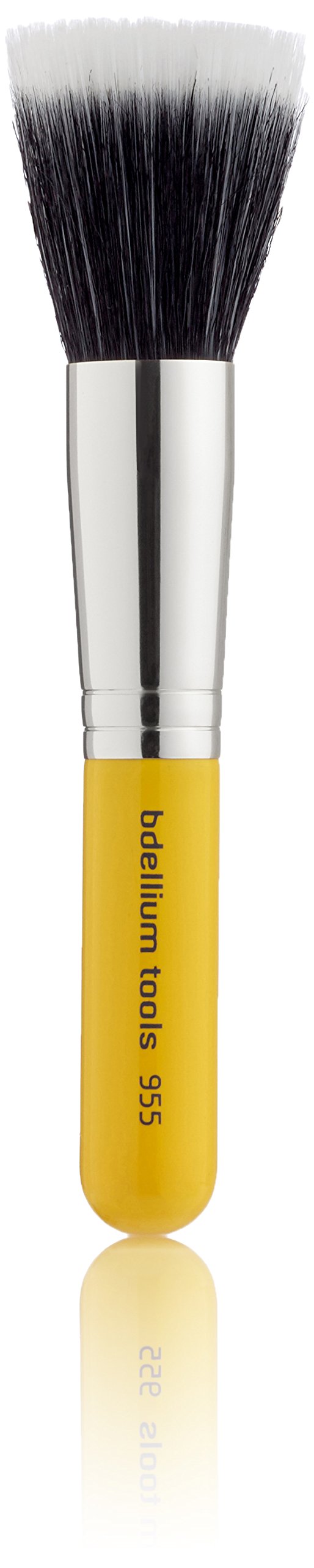 Bdellium Tools Travel Line Duet Fiber Finishing Brush - Professional Makeup Brush for Blending & Contouring - Perfect for Travel & On-the-Go Makeup Application - Yellow