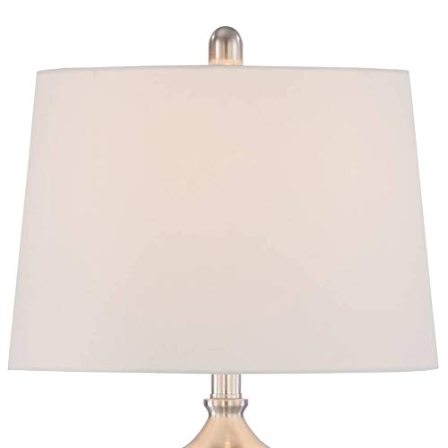 Barnes and Ivy Mason Traditional 3-Piece Table & Floor Lamp Set - Brushed Nickel Metal with White Drum Shade - Modern Lighting for Living Room, Bedroom, Home Office, Entryway - Perfect for Reading, Nightstand Decor & Family Gatherings
