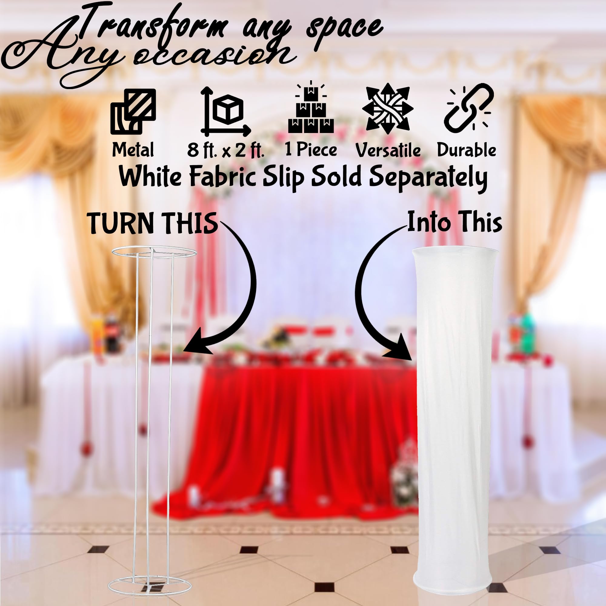 Fun Express Metal Round Column Frame for Party Decorations - Large Floor Stand Up Display for Events, VBS Vacation Bible School Supplies - 1 Piece | Perfect for Birthday Parties, Weddings & Church Events
