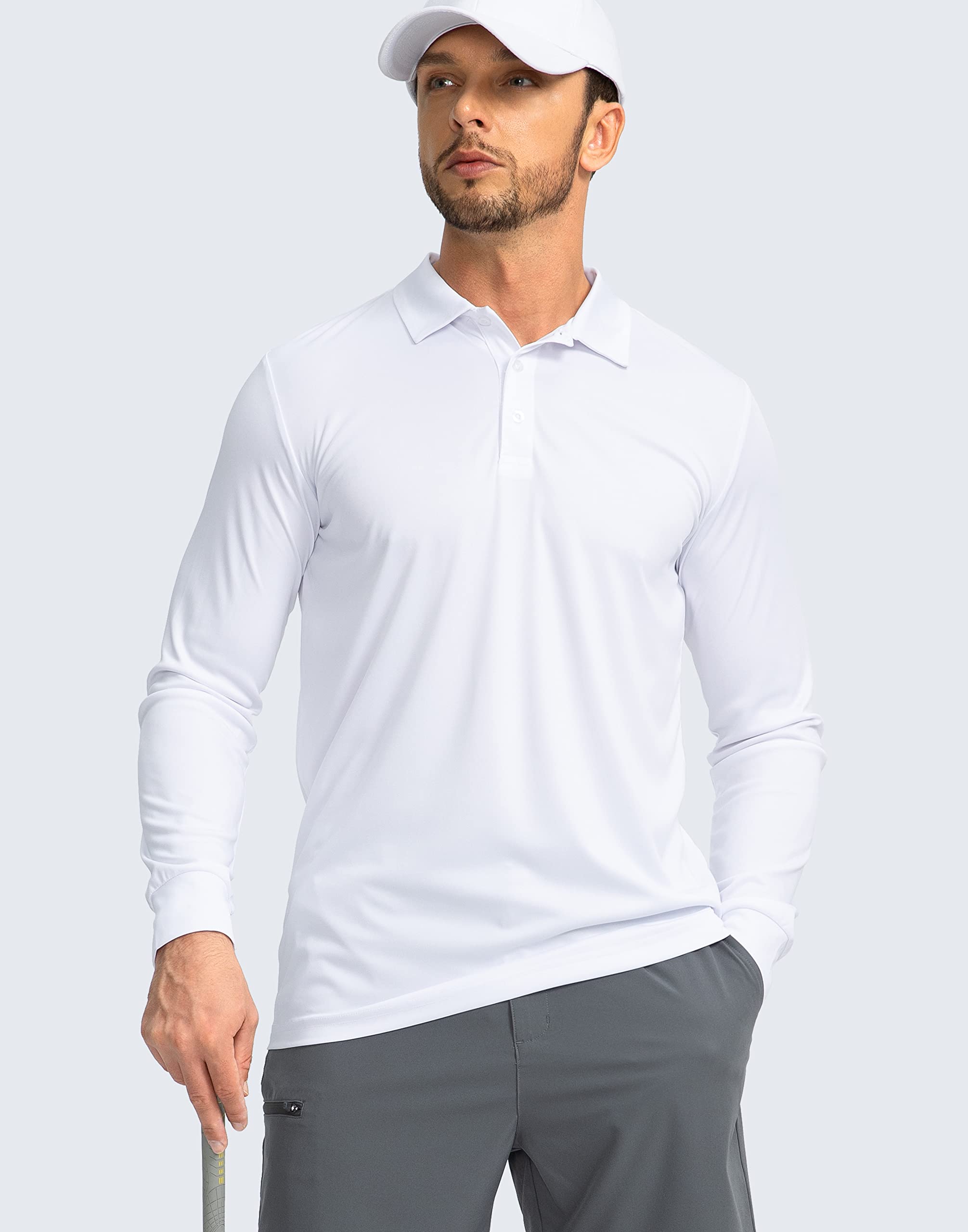 Men's Long Sleeve Polo Shirt - UPF 50+ Sun Protection, Lightweight & Breathable Golf Shirts for Work, Fishing & Outdoor Activities | Perfect for Golfing, Hiking, and Summer Outdoor Sports