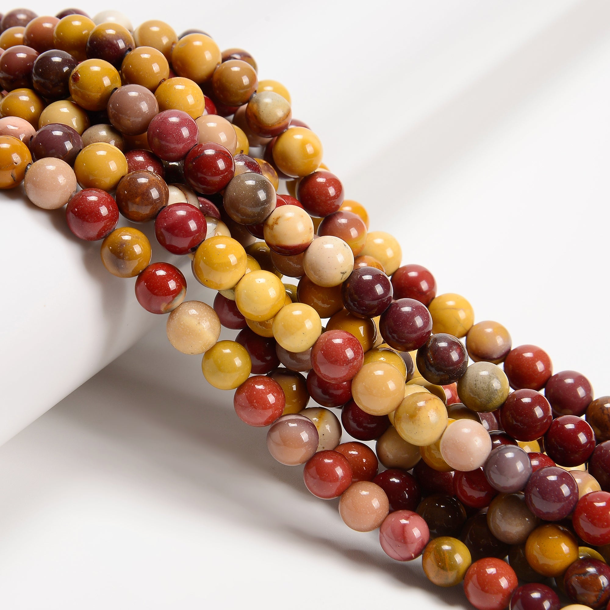 2.0mm Large Hole Mookaite Jasper Smooth Round Beads - 6mm, 8mm, 10mm, 15.5 Inch Strand - DIY Jewelry Making, Bracelets, Necklaces, Healing Crystal Crafts