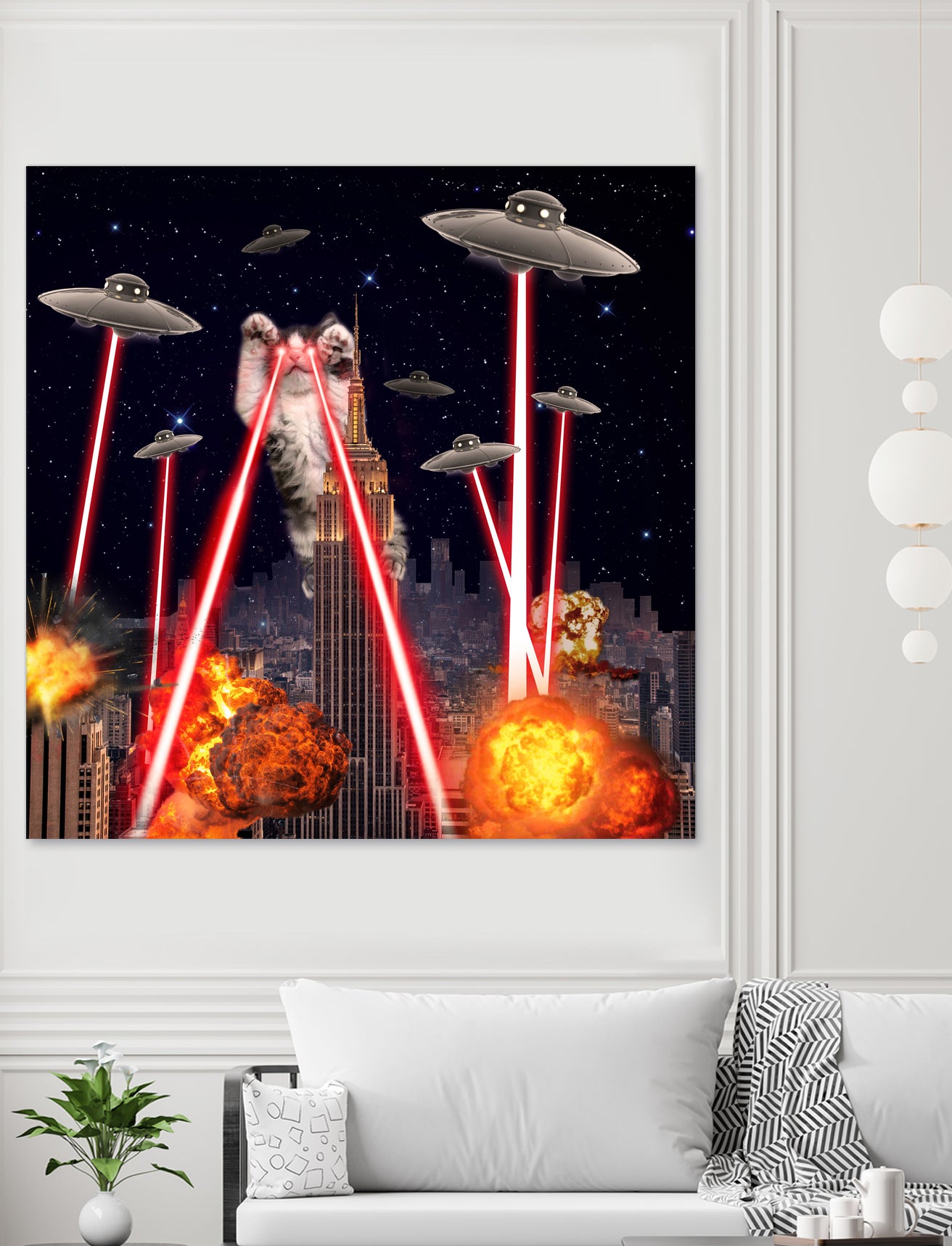 Cat Attack New York City UFO Explosions Lasers - Funny Cat Toy for Playful Kittens - Perfect for Interactive Play & Entertainment at Home