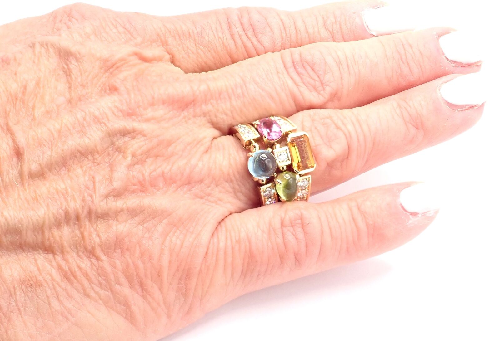 Bulgari Allegra 18K Gold Diamond Ring with Peridot, Tourmaline & Citrine Gemstones - Luxury Jewelry for Women, Perfect for Weddings, Anniversaries & Special Occasions