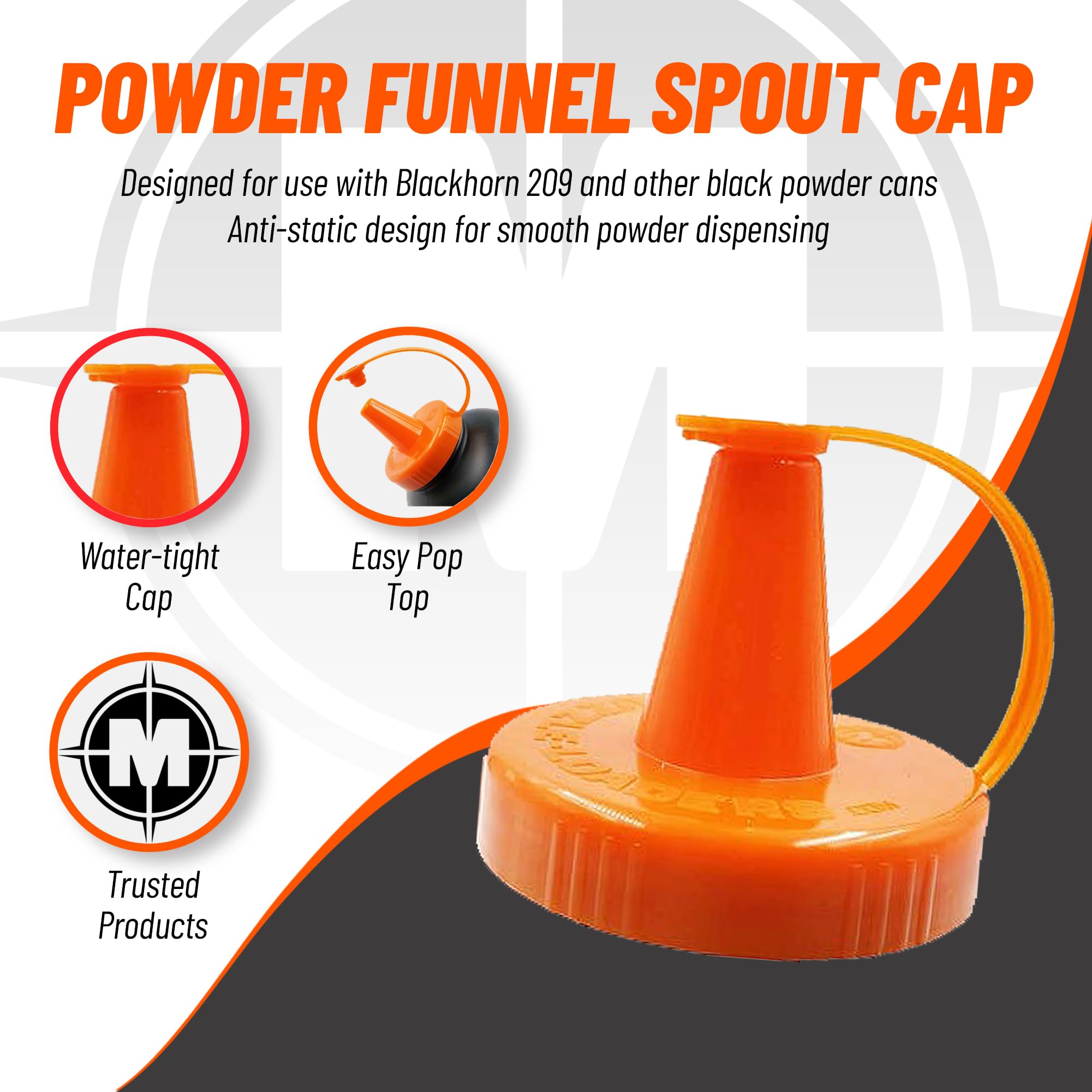 Muzzle-Loaders Powder Funnel Spout Cap - Compatible with Pyrodex & Blackhorn 209 Cans (Model MZ1510) - Perfect for Black Powder Reloading & Muzzleloader Maintenance