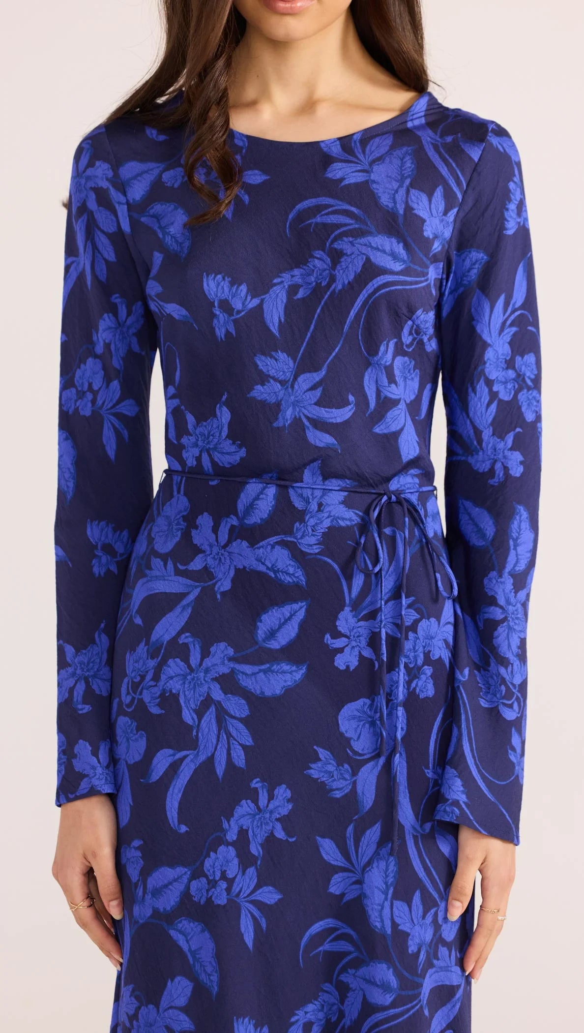 Gianna Blue Floral Long Sleeve Maxi Dress for Women - Elegant Flowy Midi Dress for Weddings, Parties & Special Occasions