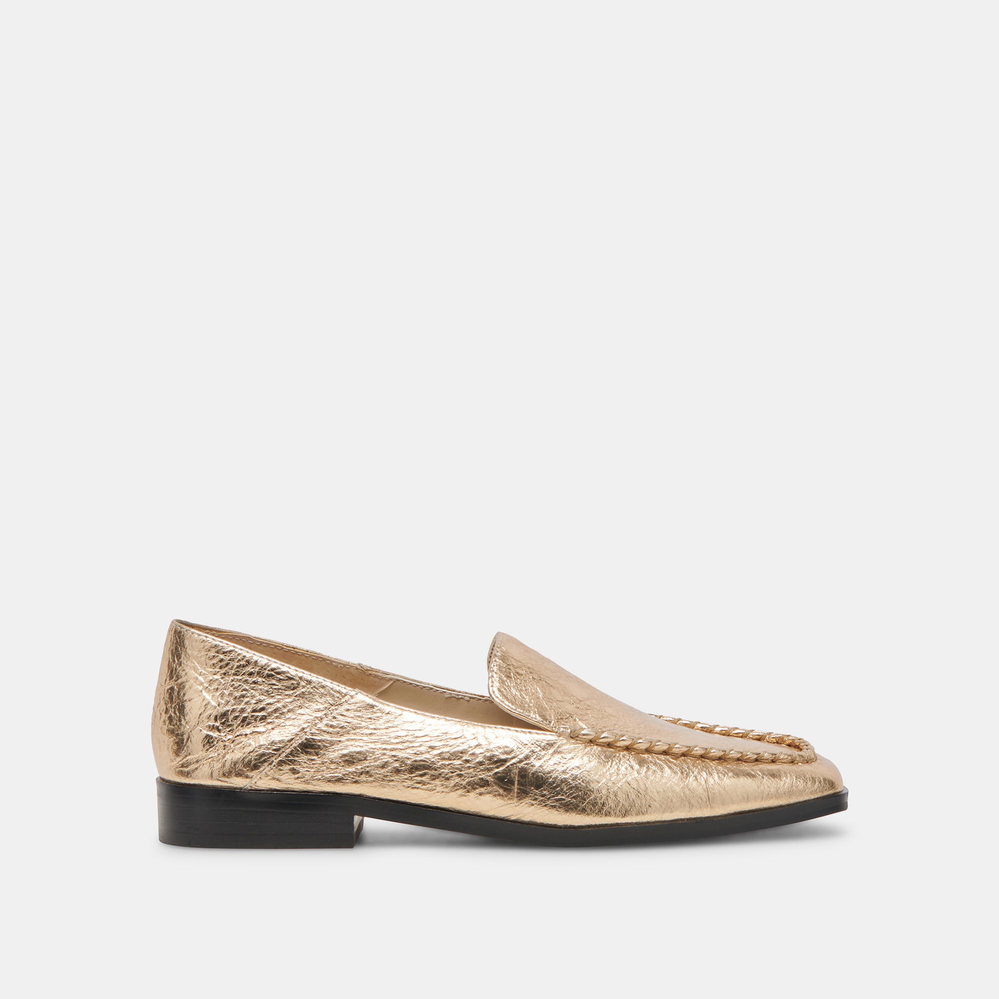 BENY Women's Flats Gold Distressed Leather Loafers - Comfortable Slip-On Shoes for Casual Wear, Office & Travel