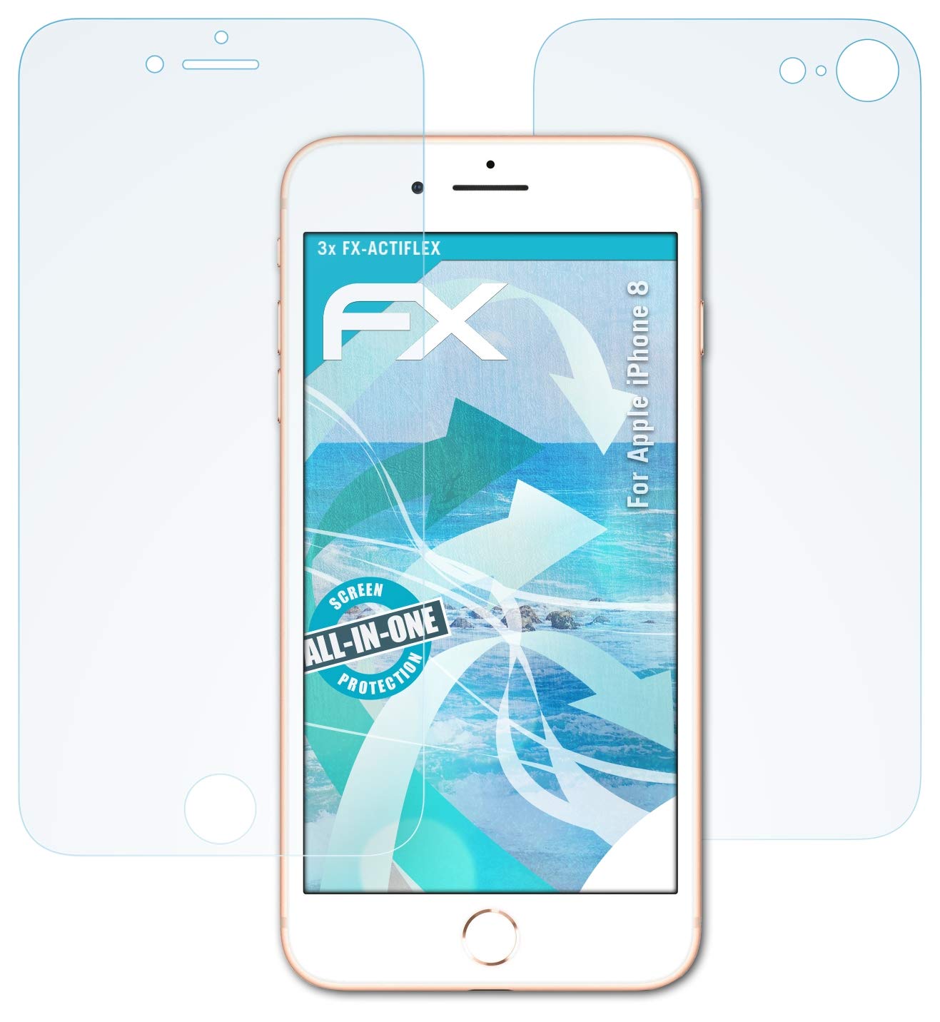 Ultra Clear Flexible Screen Protector for Apple iPhone 8 - 3 Pack HD Anti-Scratch Film for Everyday Protection at Work, Home & Travel