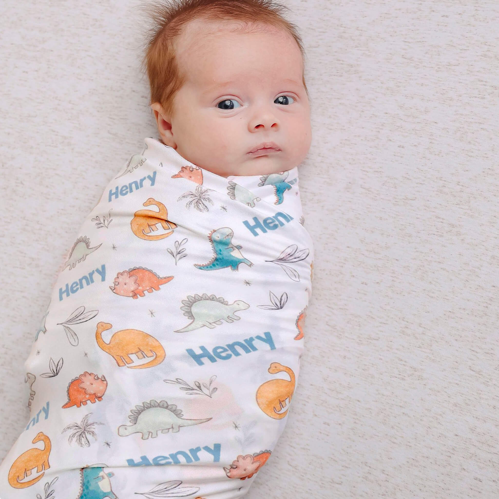 Personalized Dinosaur Baby Swaddle Blanket with Custom Name - Soft & Cozy for Newborns, Infants - Perfect for Nursery, Photo Shoots & Gifts