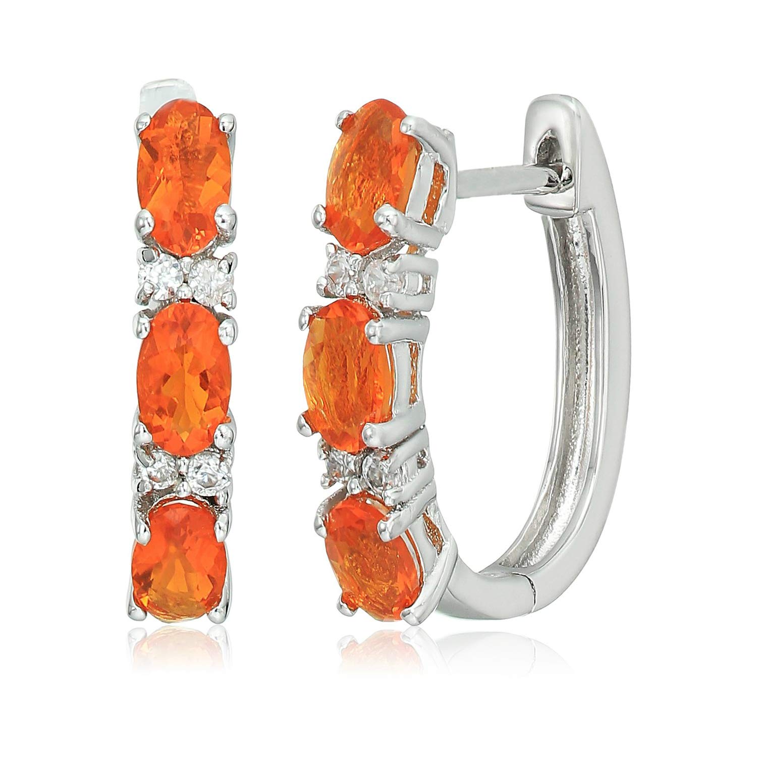 Sterling Silver Fire Opal Small Hoop Earrings for Women - Dainty & Elegant Everyday Jewelry - Perfect for Work, Date Night & Special Occasions