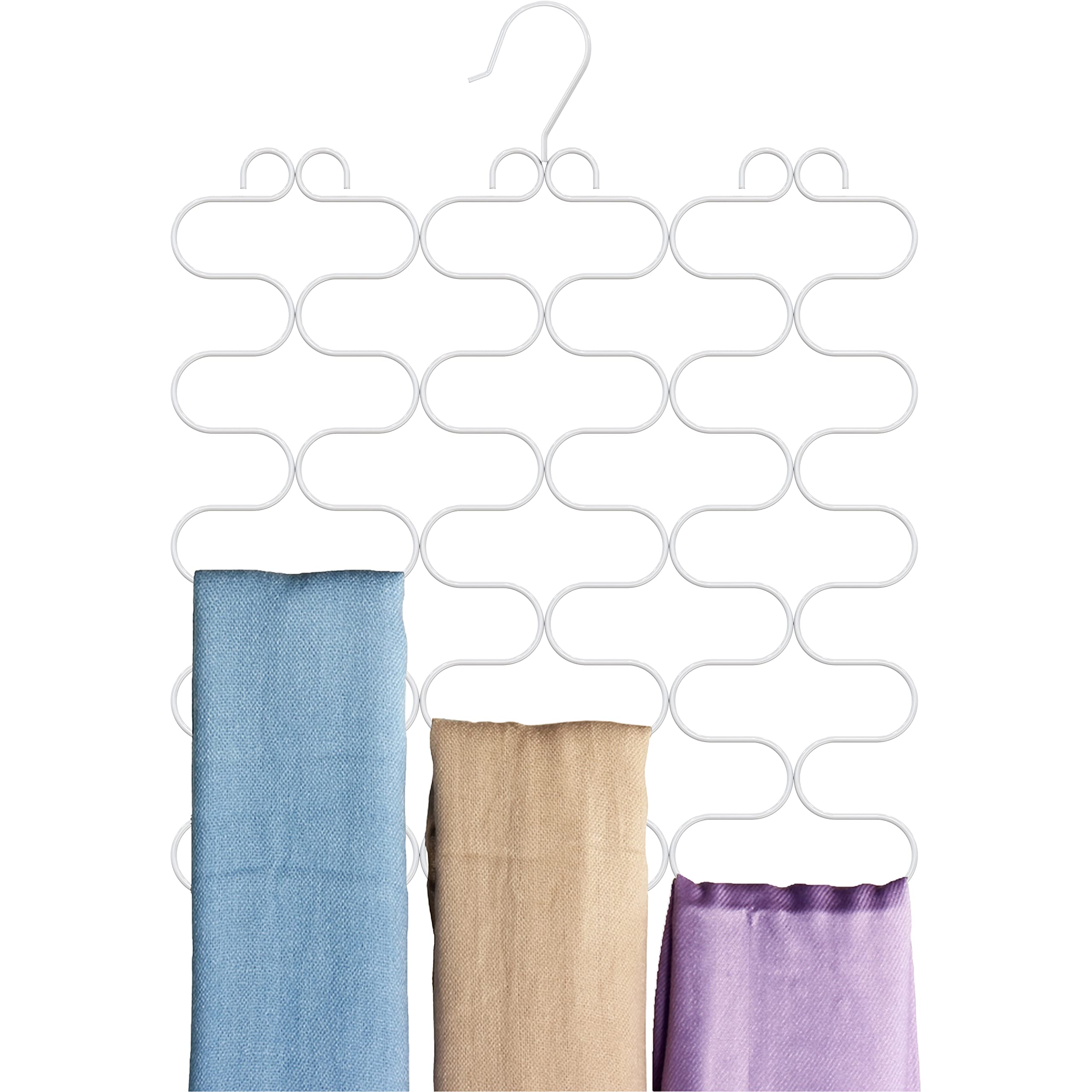 DecoBrothers 23-Loop Scarf Hanger for Closet - White | Space-Saving Scarf Organizer for Scarves, Belts & Ties | Perfect for Closet, Wardrobe & Travel Storage