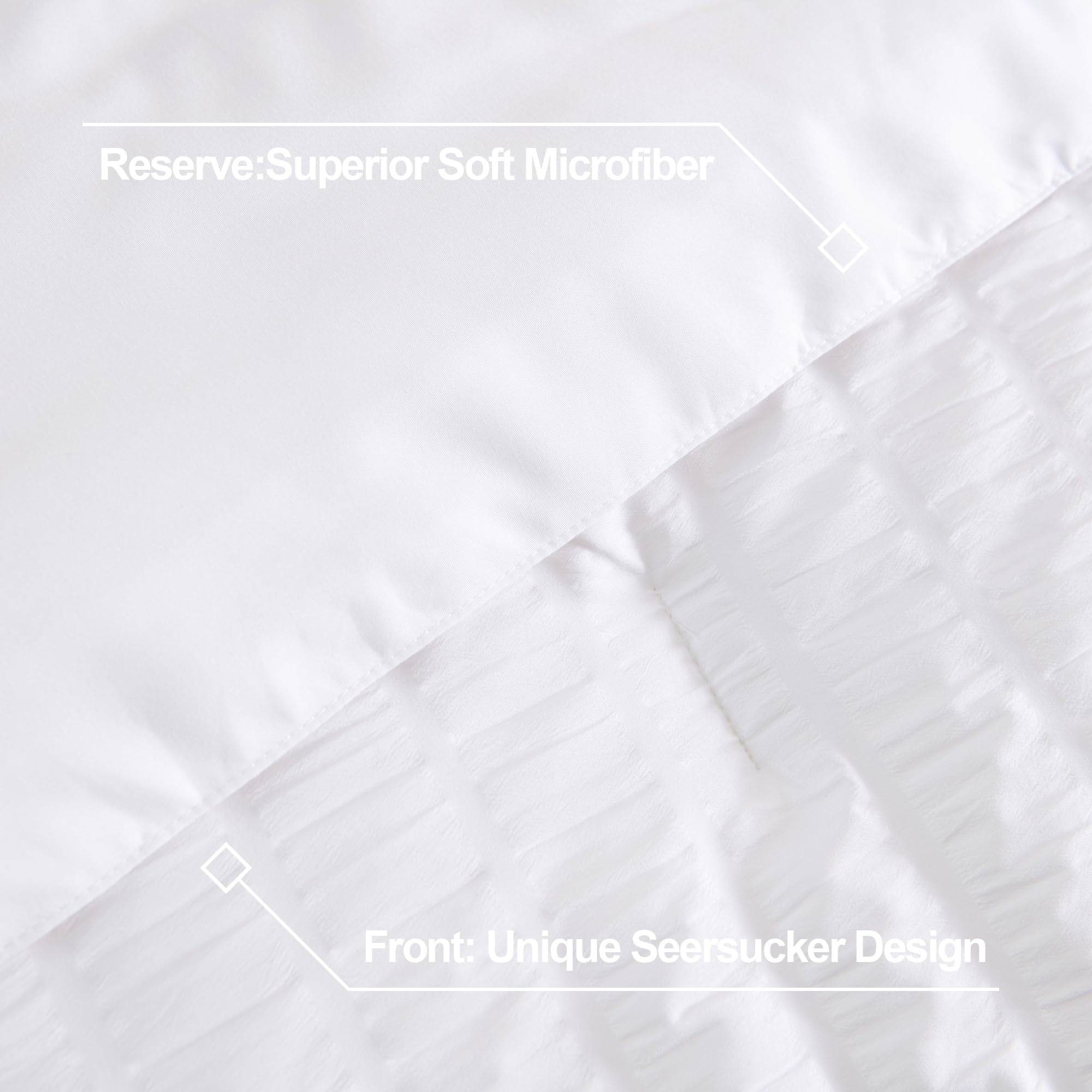 Andency White Twin Size Comforter Set - 2 Piece Lightweight Microfiber Down Alternative Bedding (66x90 inches) with Seersucker Texture - Perfect for Kids Rooms, Dormitories & Guest Bedrooms