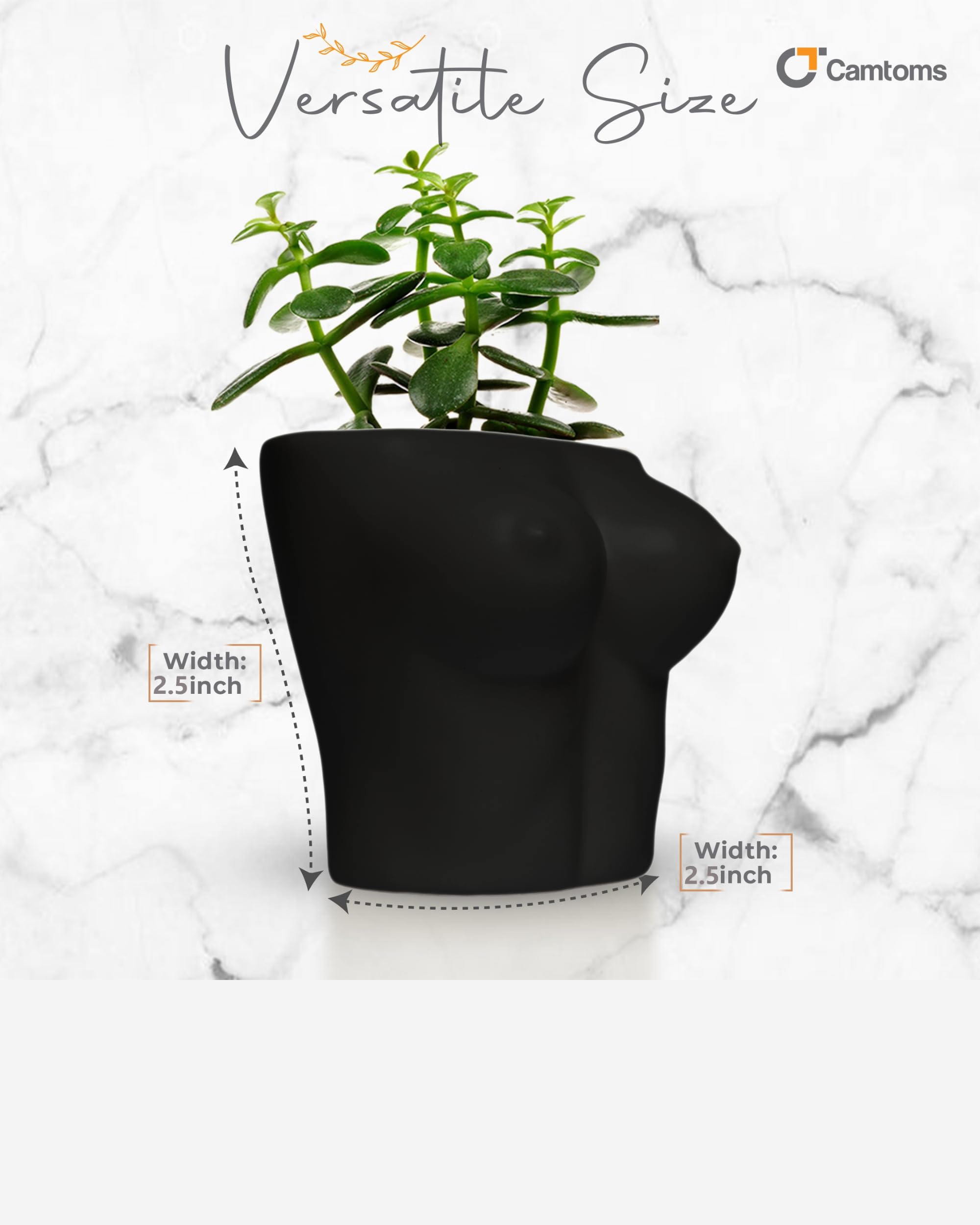 Feminist Bust Vase - Body Behind Planter - Small Black Boho Chic Home Decor for Succulents & Air Plants | Perfect for Bookshelves, Desks & Boho Living Rooms
