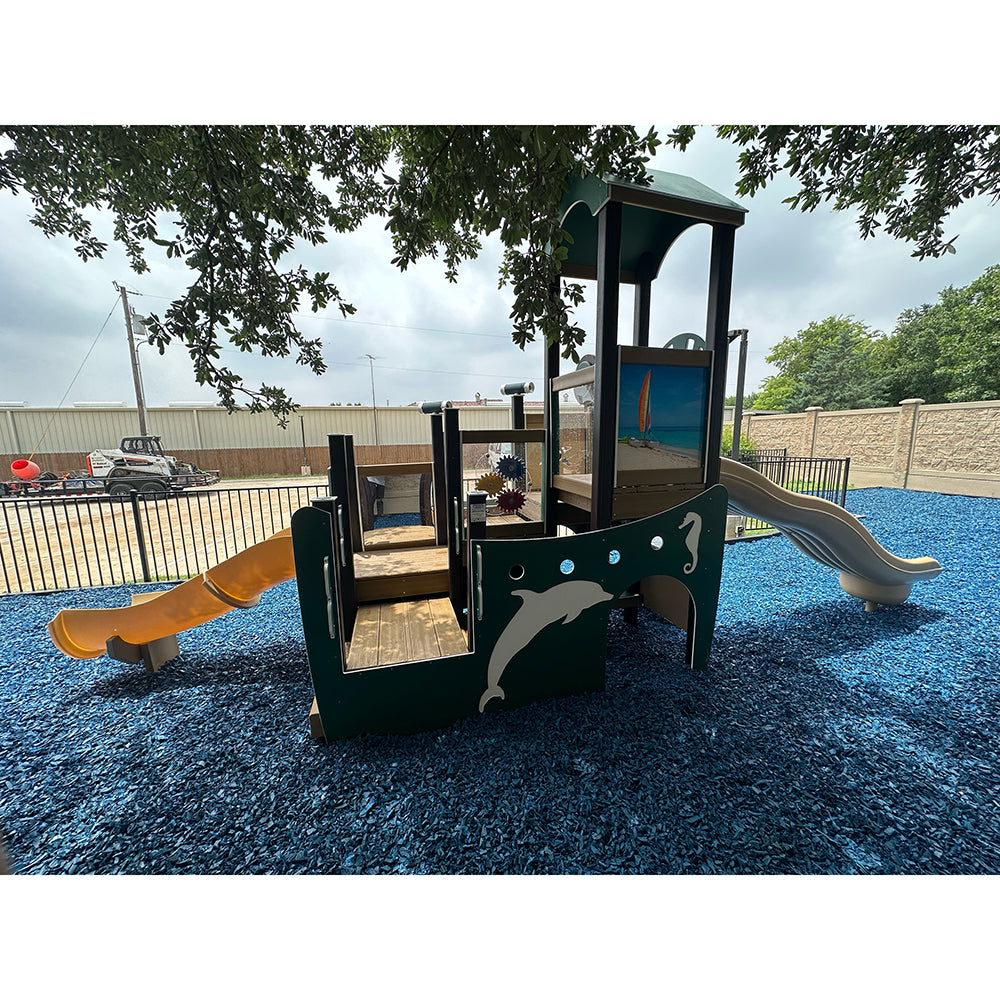 Beach Boat Themed Preschool Playground Set - Interactive Climber & Slide Playset for Toddlers Ages 2-5 | Outdoor Backyard Play Equipment for Daycare & Home Use