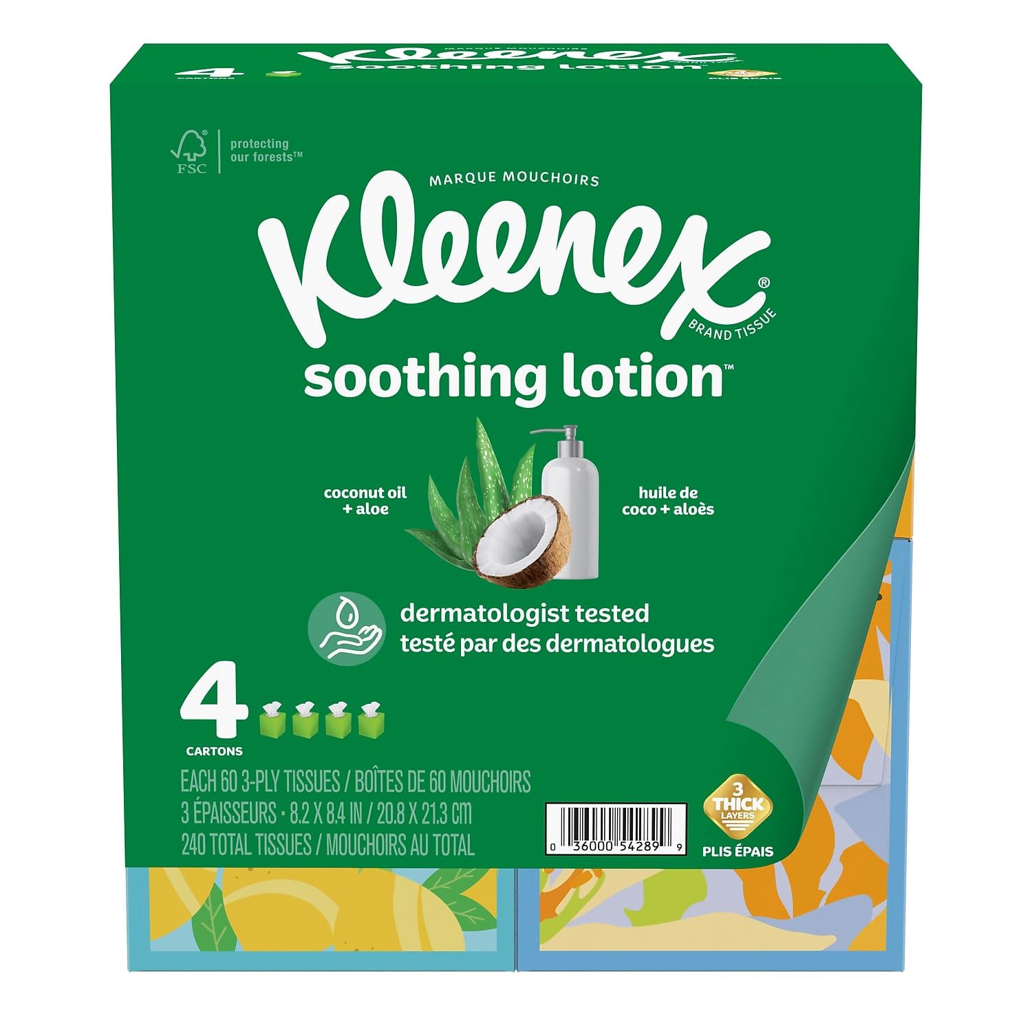 Kleenex Soothing Lotion Facial Tissues - Ultra Soft & Moisturizing for Dry Skin - Perfect for Cold, Allergy & Sensitive Nose Relief at Home, Office & Travel