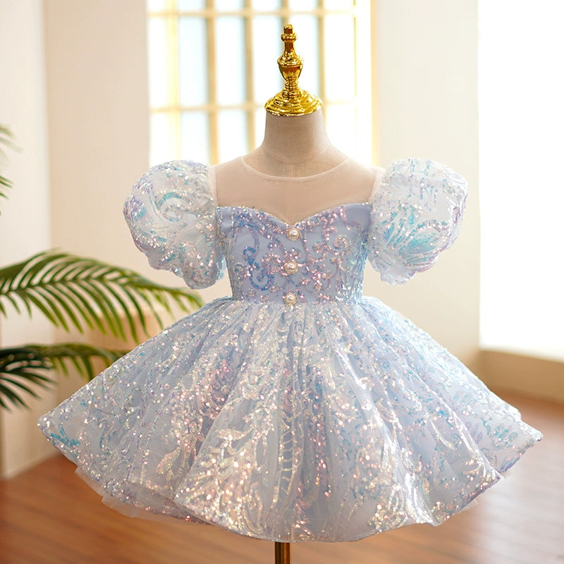 Royal Blue Organza Flower Girl Dress - Princess Round Tea-Length for Weddings & Special Occasions | Perfect for Bridal Parties, Pageants & Formal Events