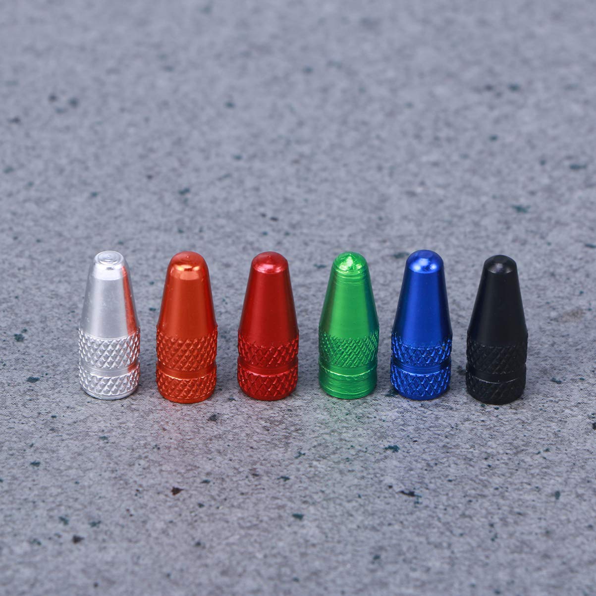 6 Pcs Aluminum Bicycle Tire Valve Caps - Durable Bike Tire Stem Caps for Road, Mountain & BMX Bikes - Perfect for Cycling, Commuting & Outdoor Adventures