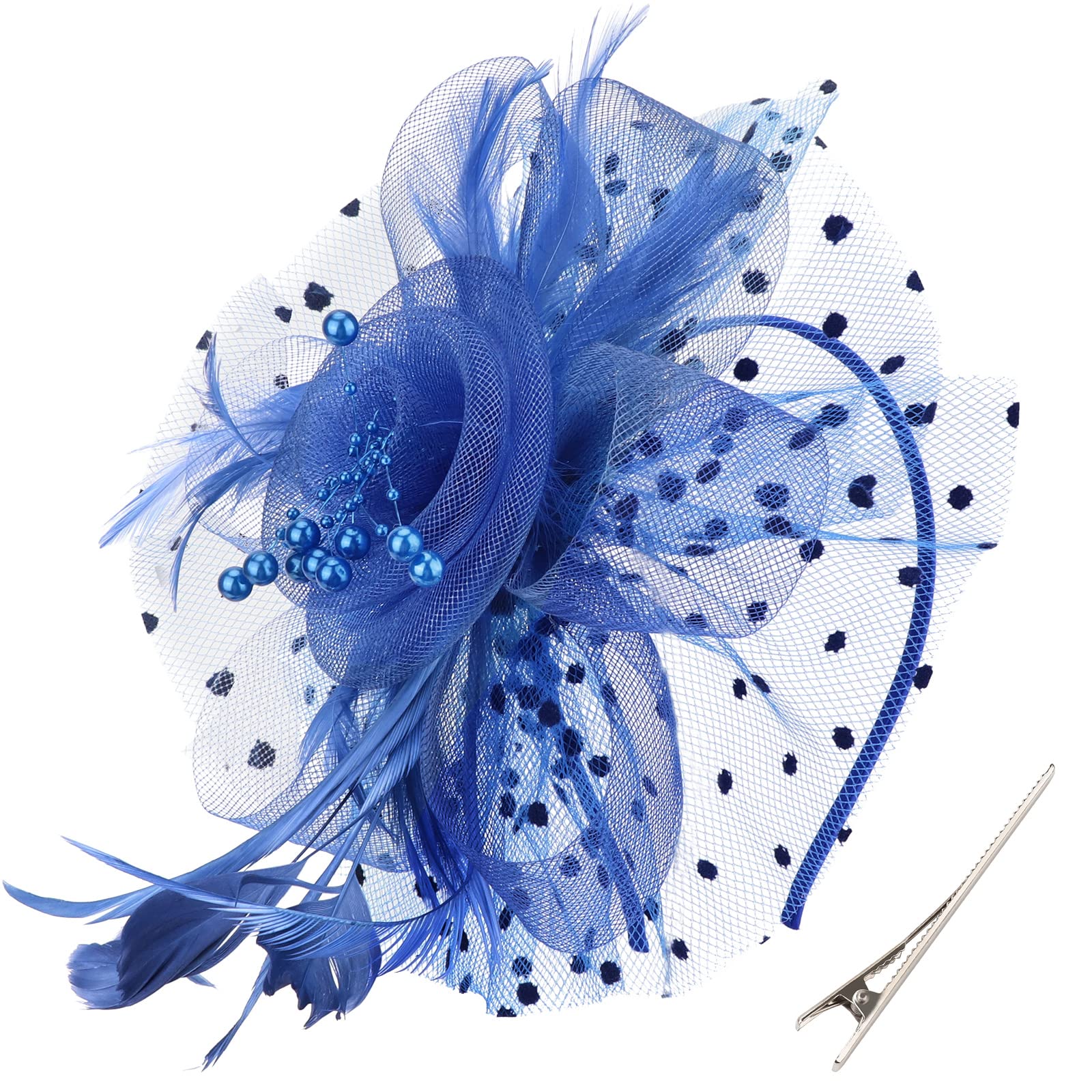 Elegant Women's Kentucky Derby Fascinator Hats with Flower, Headband & Clip - Tea Party Headwear for Women & Girls - Perfect for Weddings, Races & Special Occasions