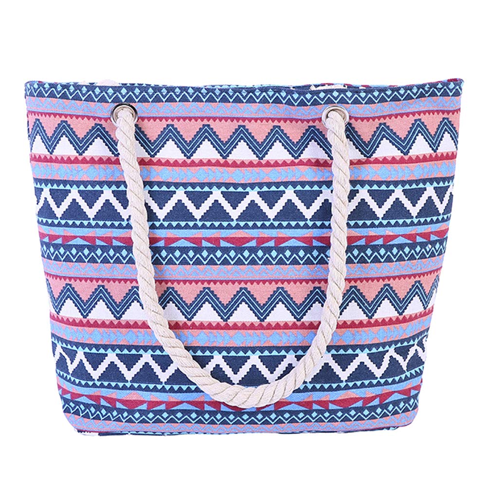 TEERFU Women's Canvas Beach Tote Bag with Zipper - Large Waterproof Shoulder Handbag for Shopping, Work, Travel & School | Perfect for Laptop, Books, Gym & Beach Day Essentials