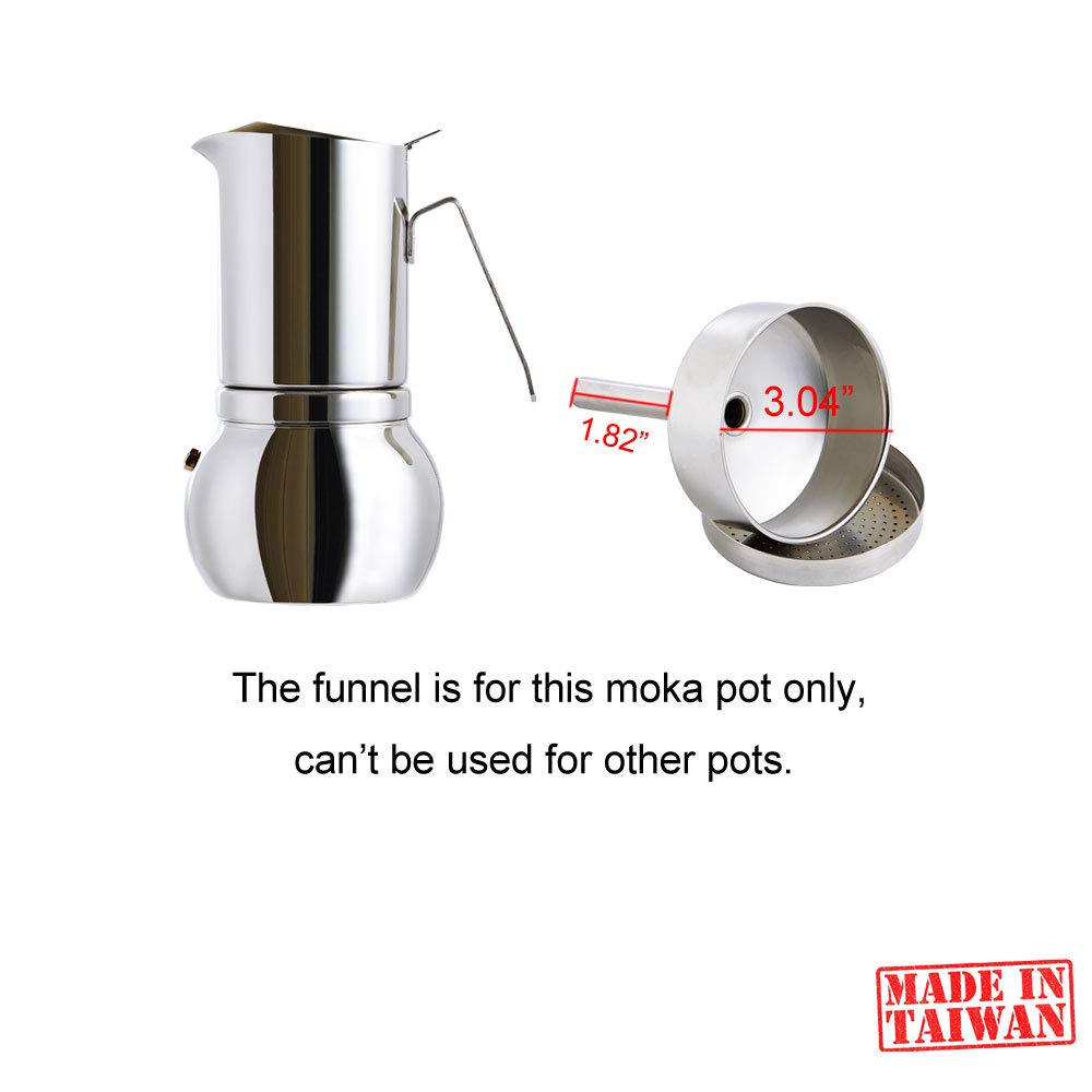 STELLA 8 Cup Stovetop Espresso Maker Replacement Funnel & Reducer - Compatible with Moka Pots - Perfect for Home Brewing Italian Coffee, Camping, and Gifts