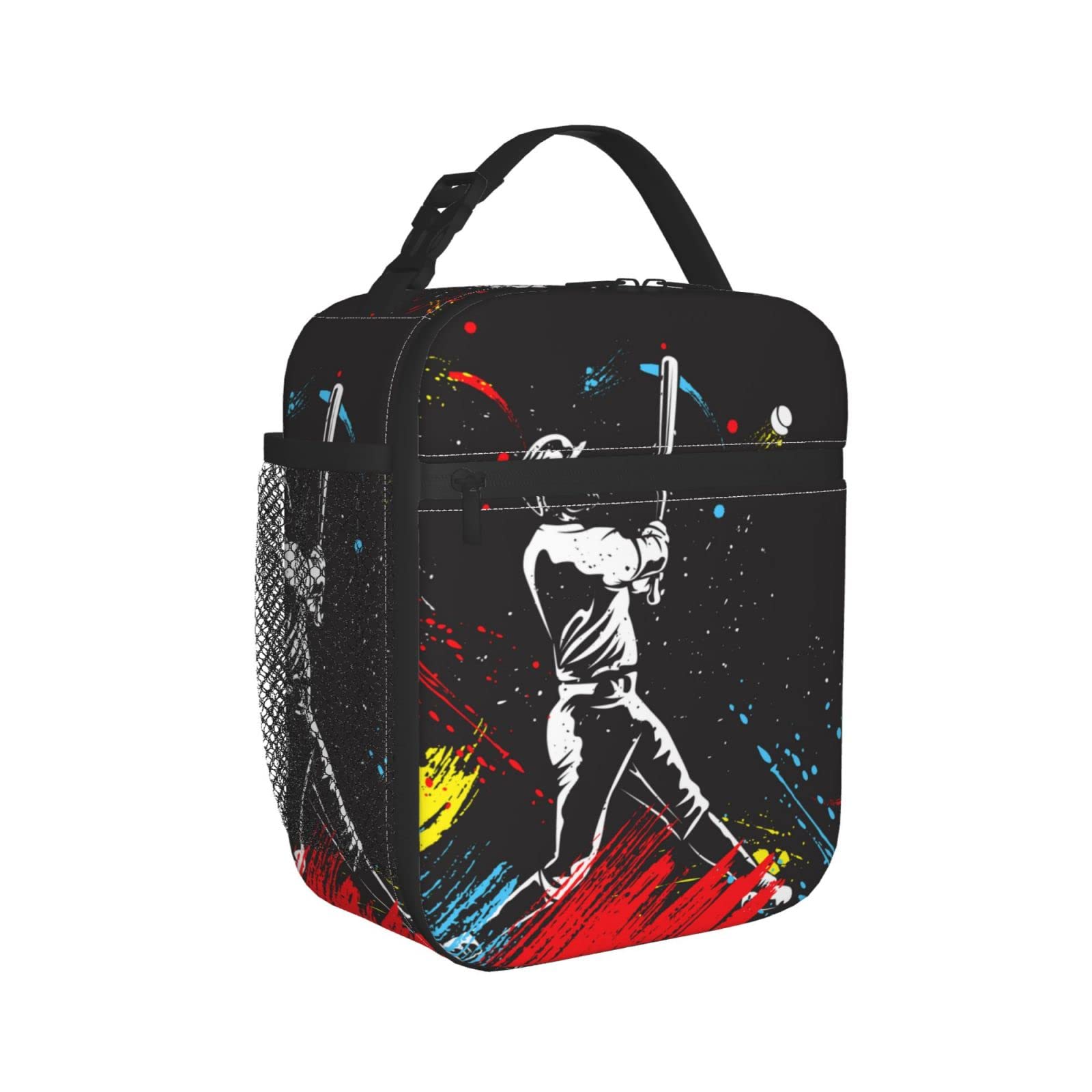 Personalized Black Insulated Baseball Lunch Box for Men & Boys - Leakproof, Waterproof & Reusable Cooler Tote Bag with Name - Durable Portable Lunch Bag for Sports, Beach, Picnic, Work & School Lunch