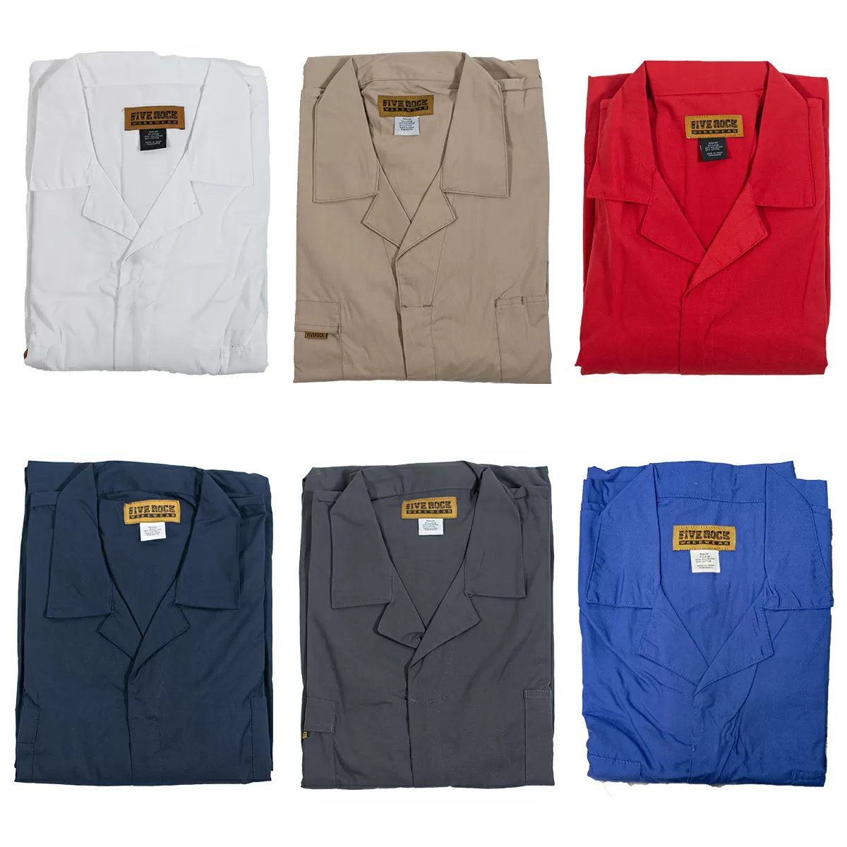 FIVE ROCK® Men's Short Sleeve Poplin Unlined Coverall - Regular Fit Work Jumpsuit for Mechanics, Painters & DIY Projects
