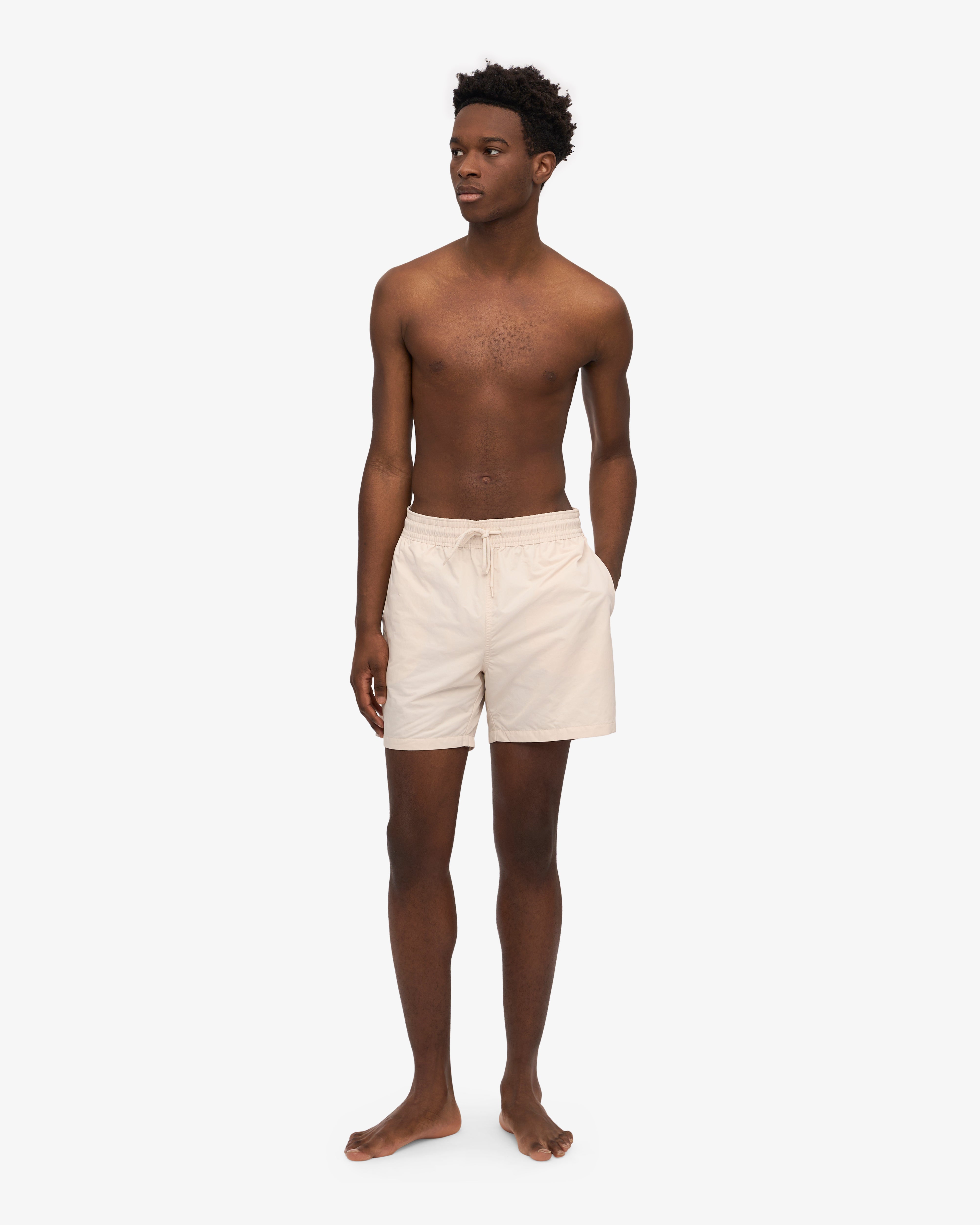 Classic Swim Shorts for Men - Ivory White Quick-Dry Beach Shorts - Perfect for Swimming, Surfing, and Summer Vacation