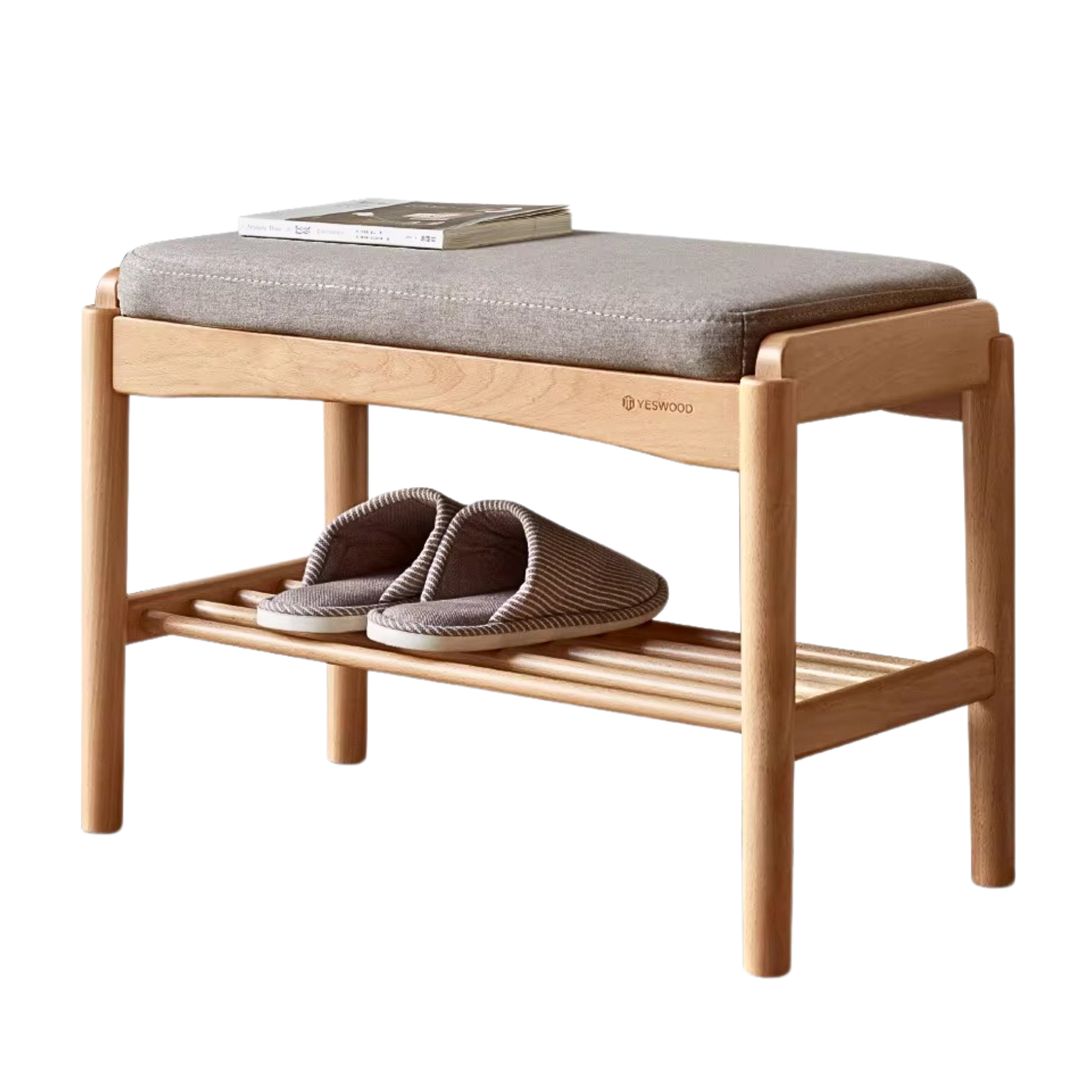 Solid Wood Shoe Storage Bench - Beech, Cherry, Walnut & Oak - Entryway Organizer for Home & Closet Storage