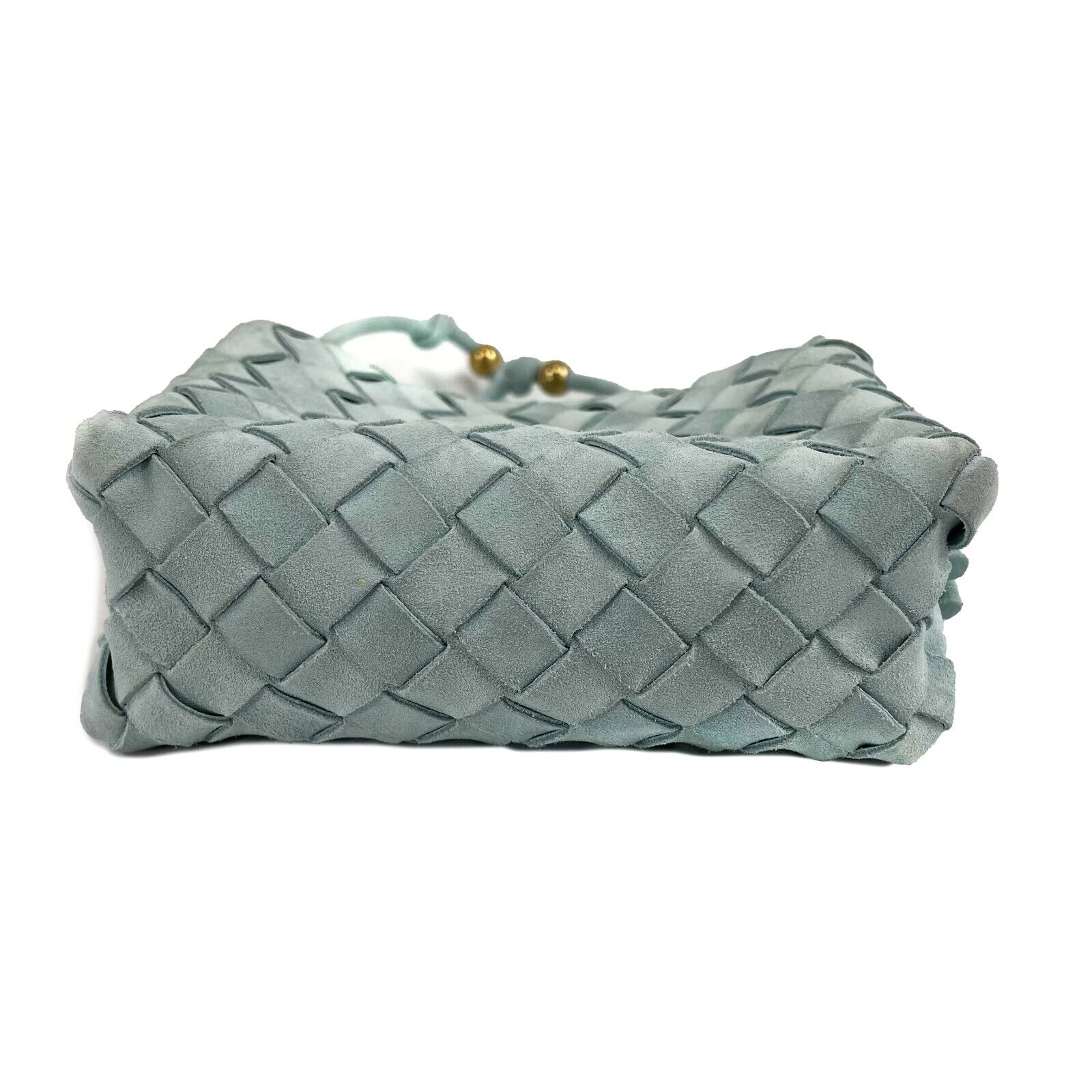 Bottega Veneta Loop Small Intrecciato Crossbody Bag in Washed Teal & Gold Leather - Stylish Shoulder Bag for Women, Perfect for Date Night, Shopping & Travel Accessories