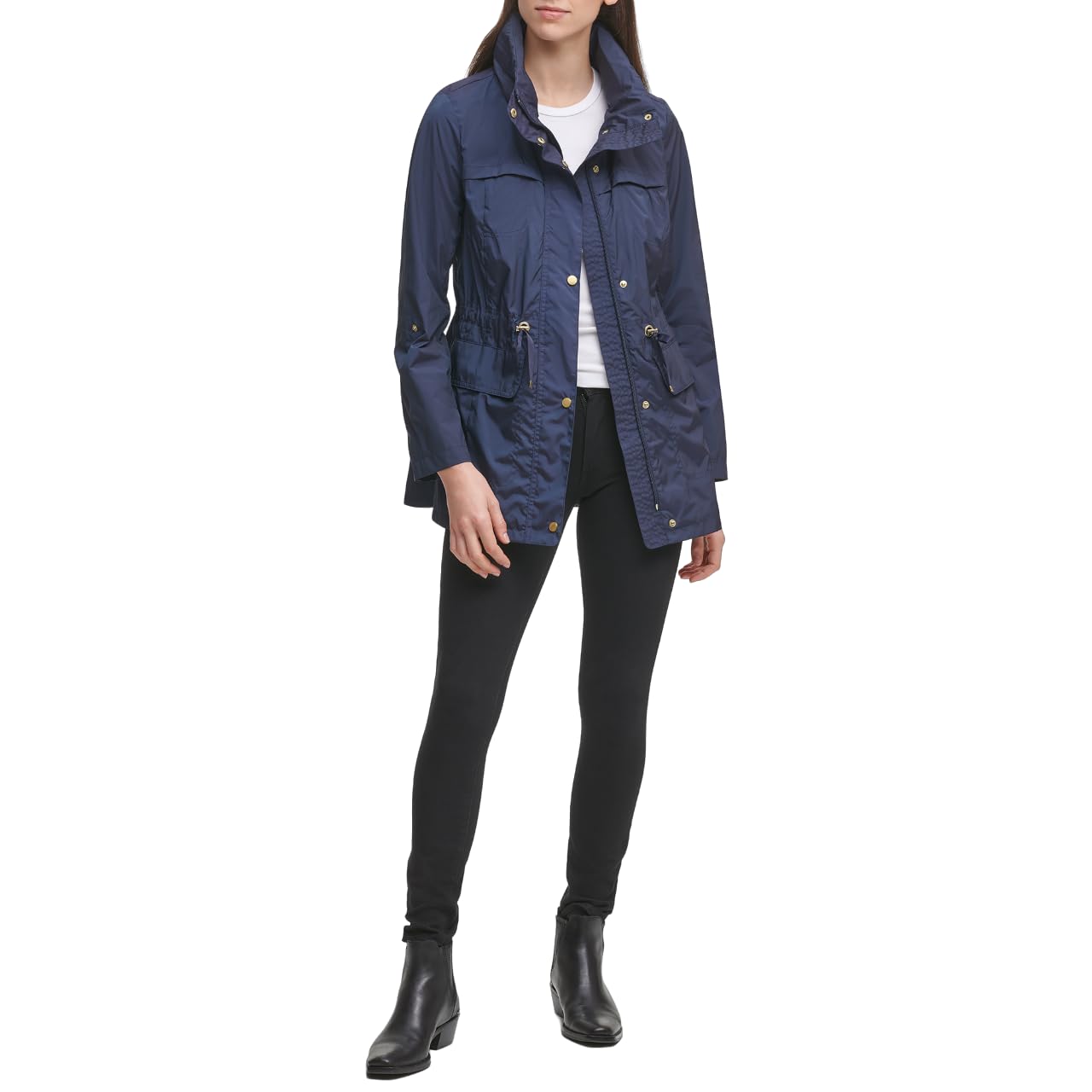 Cole Haan Women's Lightweight Packable Water-Resistant Rain Jacket - Perfect for Travel, Hiking & Outdoor Activities