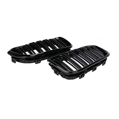 High-Performance Front Racing Grill for BMW F20 F21 1 Series (2015-2017) - Sporty Double Slat Line Kidney Grille in Gloss Black - Perfect for Car Enthusiasts & Street Racing Upgrades