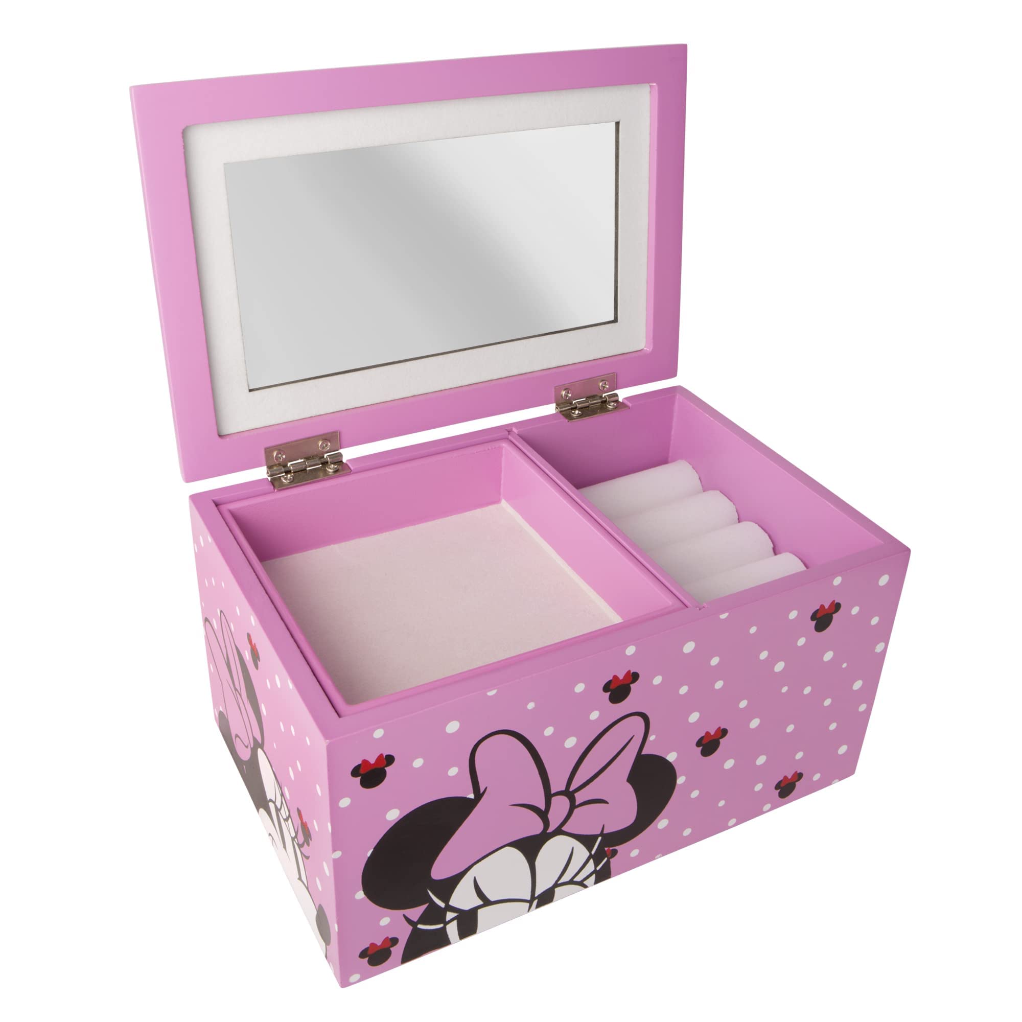 Disney Minnie Mouse Pink Jewelry Box & Organizer - Officially Licensed Show Your Minnie Style (VX700651L) | Perfect for Girls' Room Decor, Gift for Disney Fans & Jewelry Storage