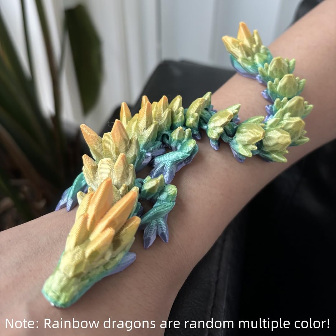 3D Printed Gemstone Dragon Charm Bracelet for Women & Men - Unique Hand Chain Jewelry for Fantasy Lovers, Cosplay & Gift Giving