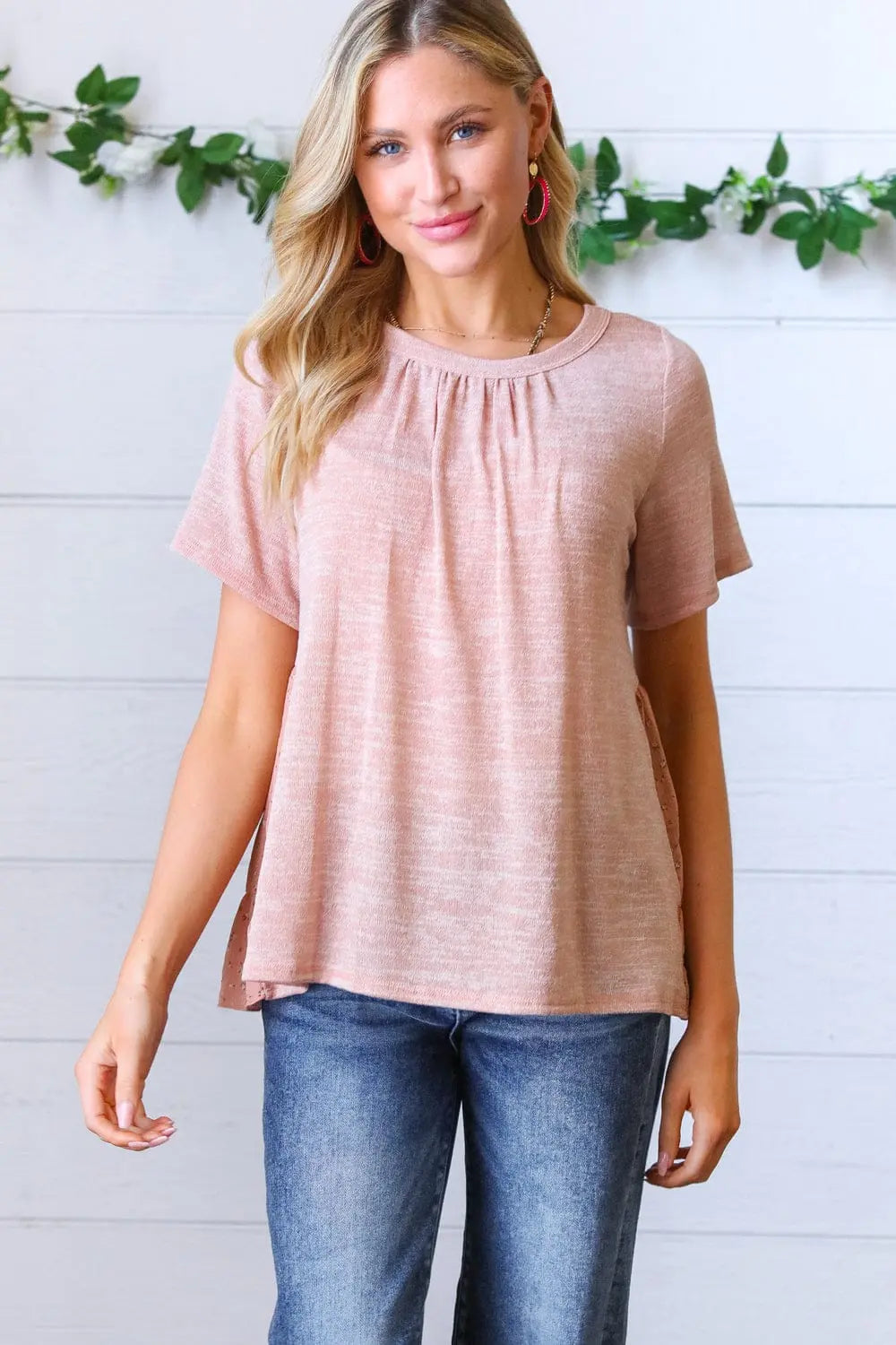 Elegant Mauve Tie Back Crinkle Floral Blouse for Women | Summer Boho Chic Tunic Top | Perfect for Beach Vacations & Date Nights