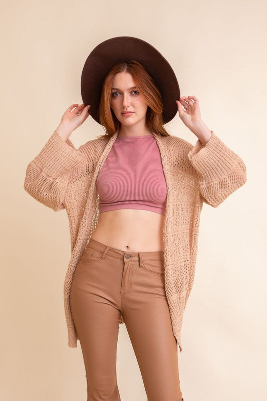 Lightweight Summer Knit Netted Cardigan for Women - Breathable Open Front Cover Up - Perfect for Beach, Vacation & Casual Outfits