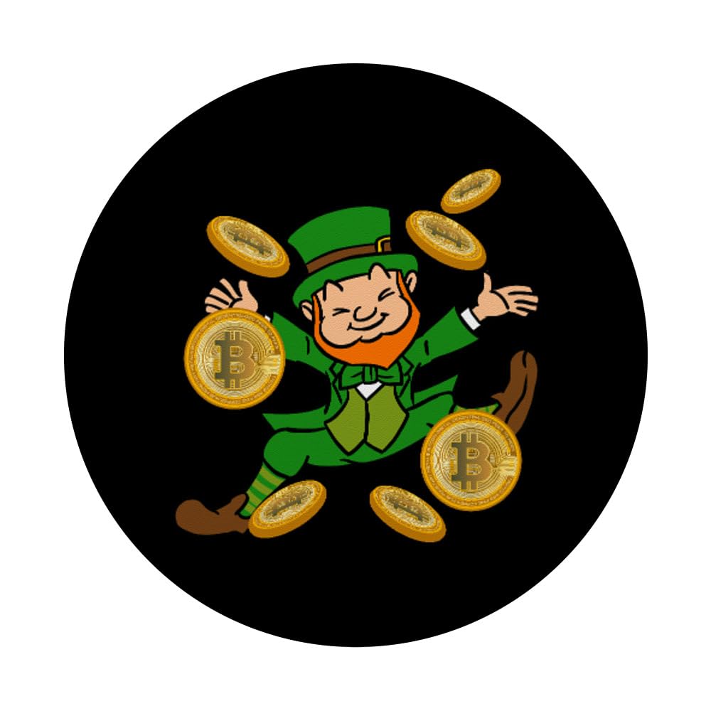Bitcoin Gold Leprechaun St. Patrick's Day HODL Funny Gift - PopSockets Standard PopGrip for Phones & Tablets - Perfect for Crypto Fans & St. Paddy's Celebrations