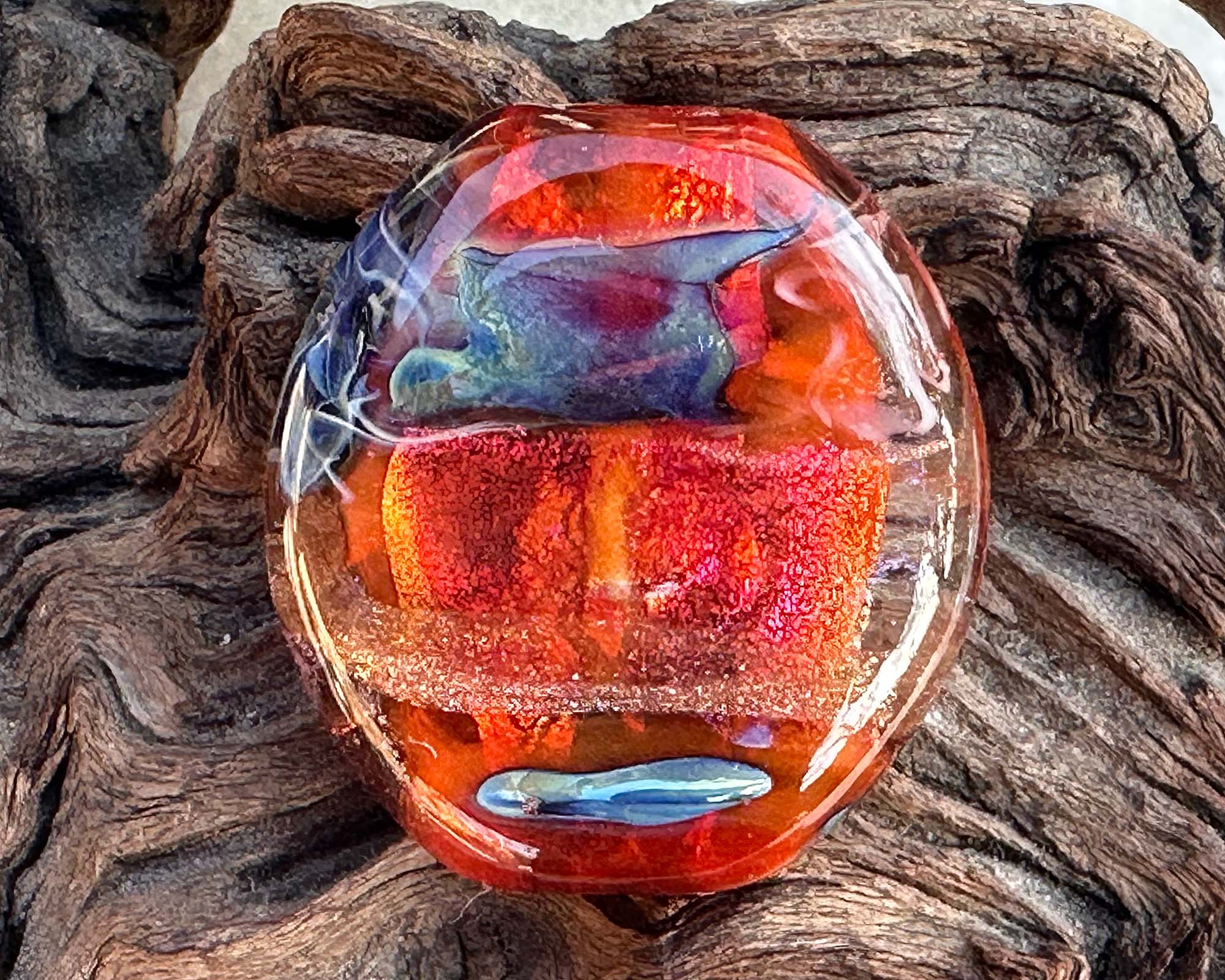 Handmade Orange Treasure Lampwork Glass Focal Bead SRA - Perfect for Jewelry Making, DIY Crafts & Beading Projects