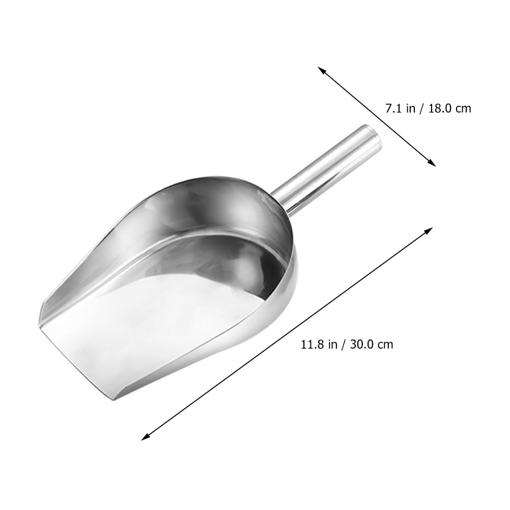 Stainless Steel Ice Scoop for Ice Maker - Large Metal Utility Scoop for Ice Cubes, Candy, Pet Food - Flat Bottom Design - Perfect for Kitchen, Bar, Restaurant & Home Use
