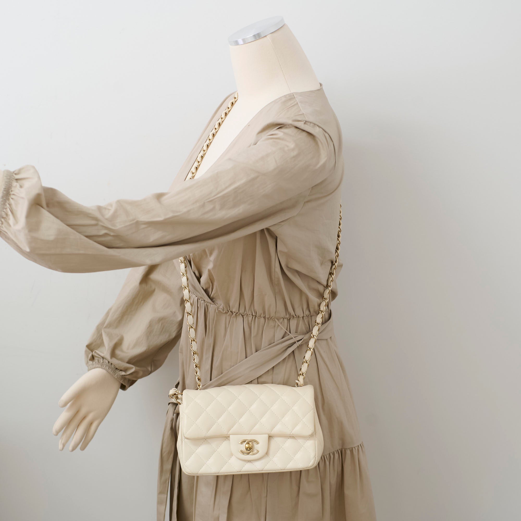 Chanel Mini Rectangular Cream Lambskin Crossbody Bag with Microchip - Luxury Designer Handbag for Women, Perfect for Parties, Dating & Everyday Use