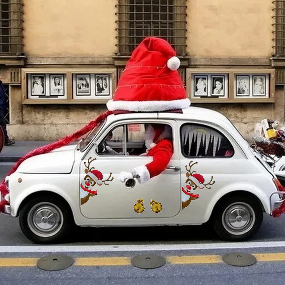 Christmas Car Magnets Set - Reflective Holiday Car Decorations, Magnetic Christmas Stickers for Vehicles & Fridge - DIY Festive Car Accessories for Holiday Season (2-Pack) | Perfect for Christmas Parties, Road Trips & Home Decor