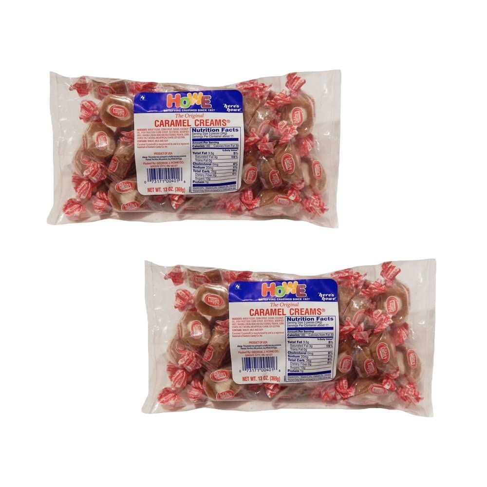 Howe Original Caramel Creams - 2 Pack (13 oz Each) | Classic Soft Caramel Candy for Gifting, Parties & Dessert Toppings