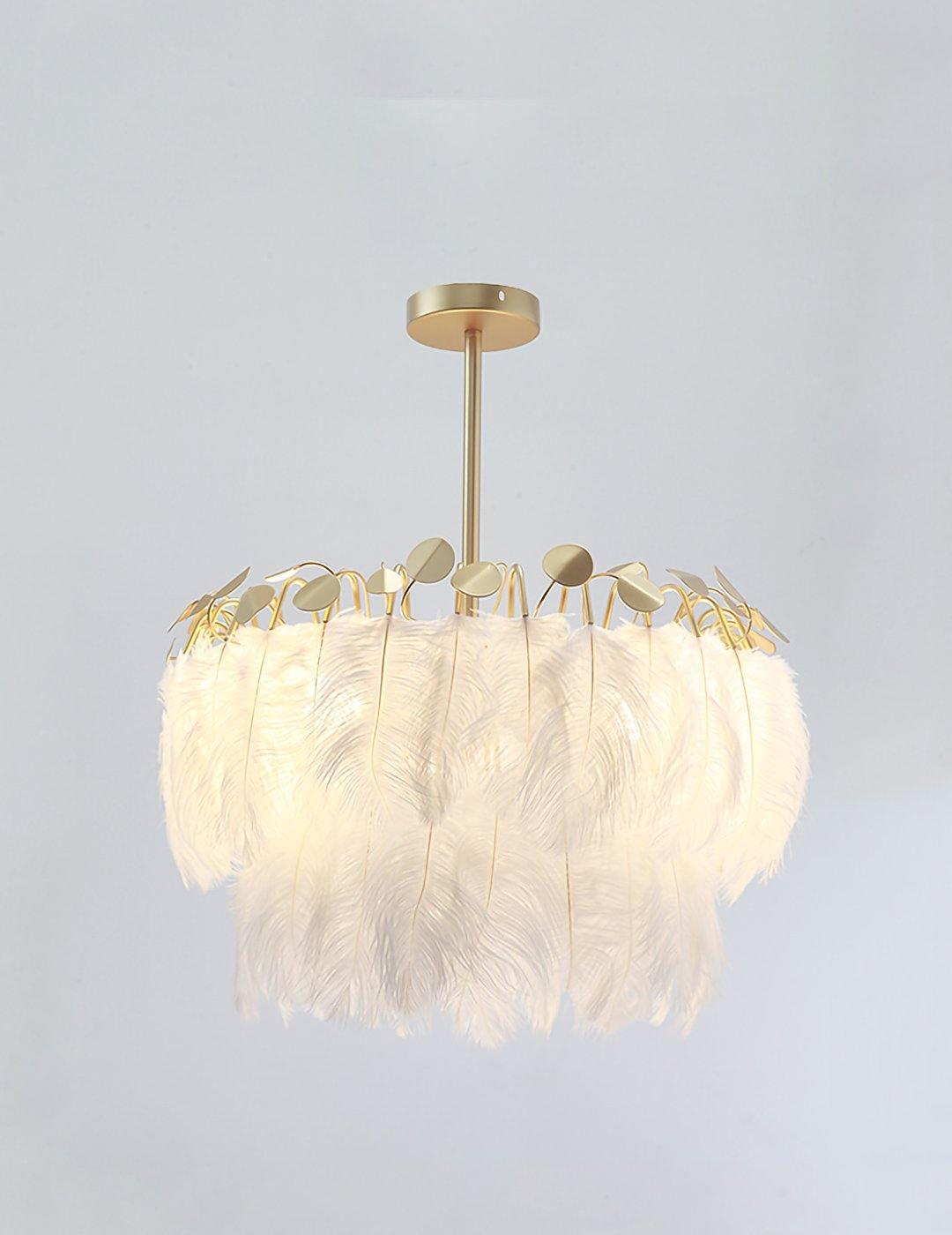 Feather Pendant Lamp - Handmade Bohemian Style Ceiling Light Fixture for Living Room, Bedroom, Dining Room & Kitchen Decor
