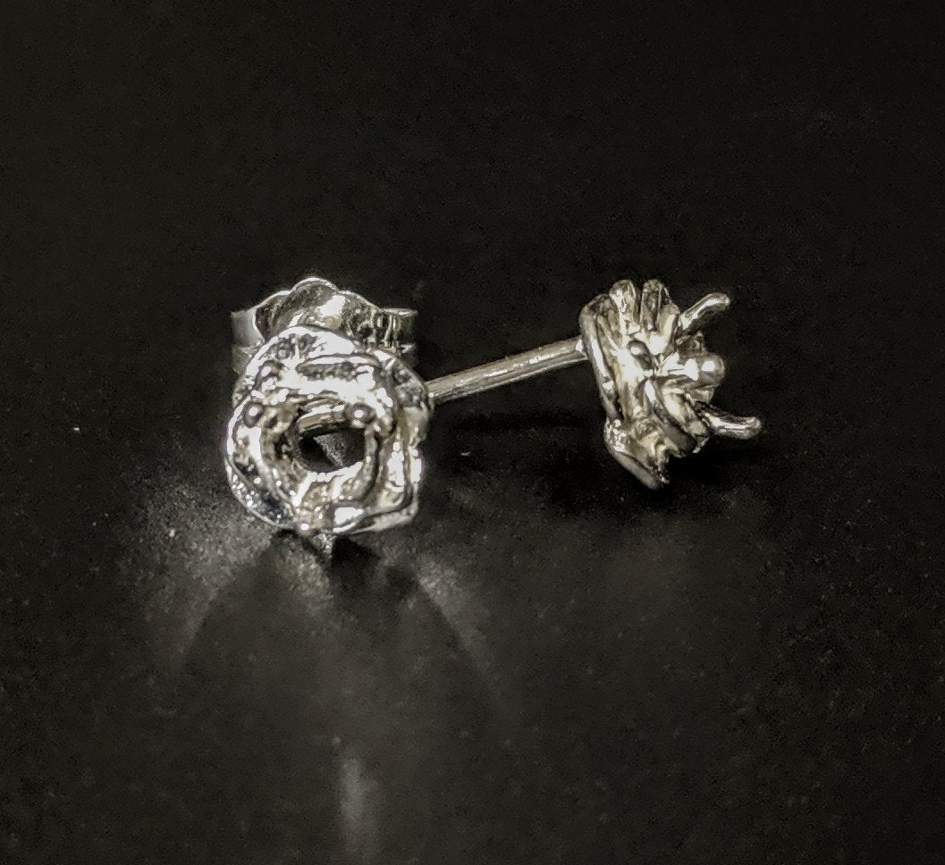 Sterling Silver or 14K Gold Birthstone Earrings Set - 2 Round 4mm Rose Accented Gemstone Stud Earrings for Women - Perfect Gift for Birthday, Anniversary & Special Occasions