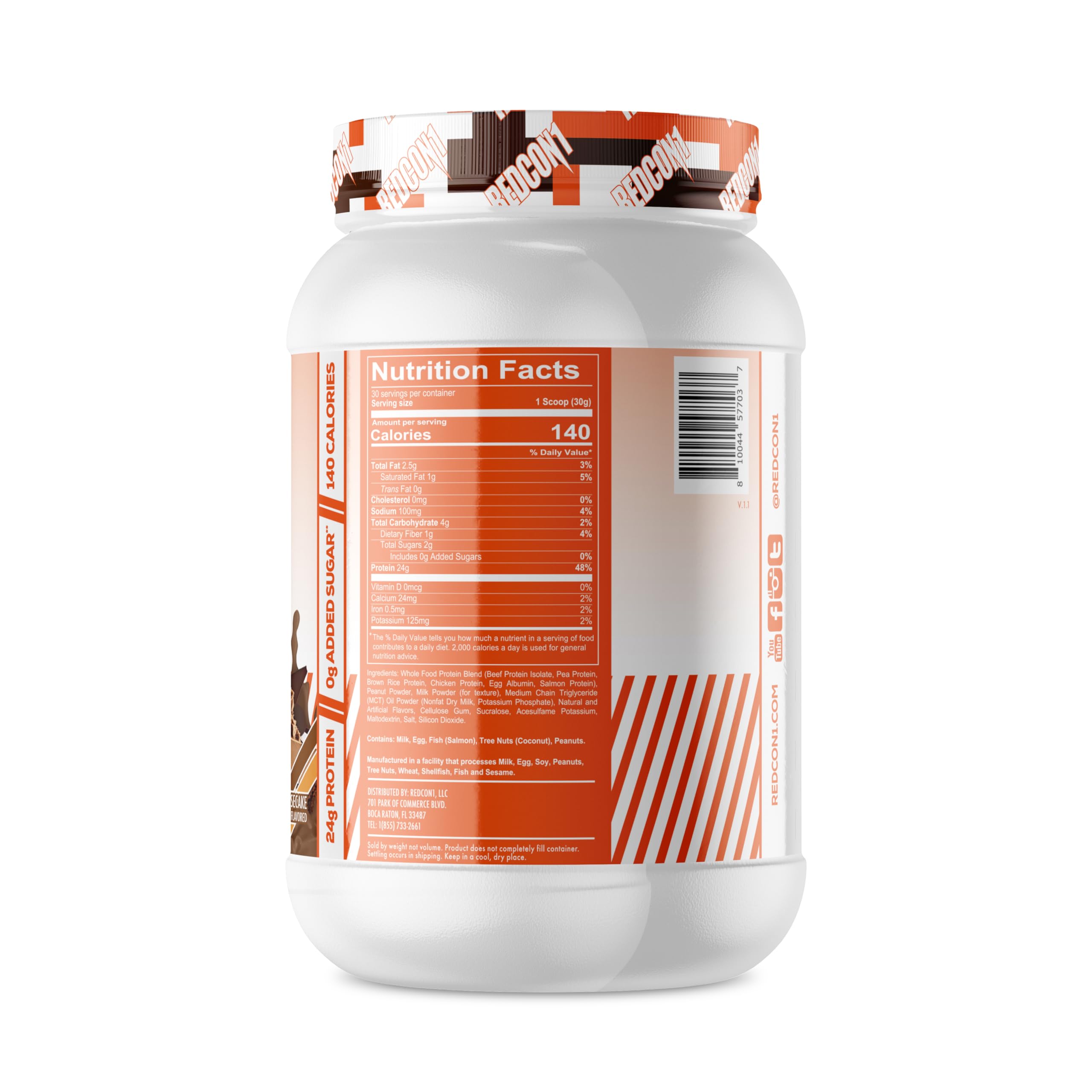 REDCON1 MRE Lite Whole Food Protein Powder for Juniors - Peanut Butter Chocolate Cheesecake Flavor | Low Carb Whey-Free Meal Replacement with Animal Protein Blends & MCT Oils | Easy to Digest (30 Servings) | Perfect for Post-Workout Recovery & Healthy Snacking