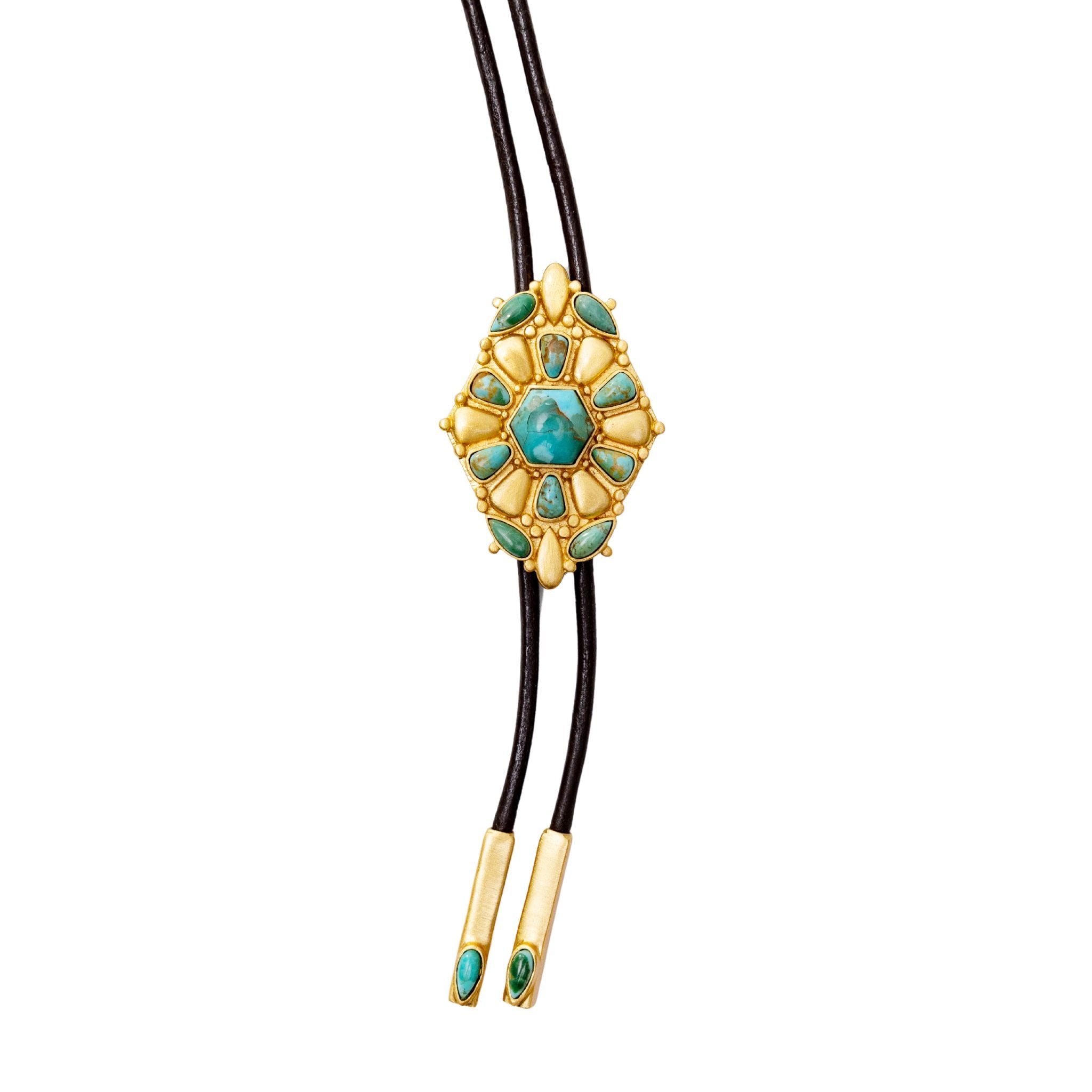 Handcrafted Desert Ridge Turquoise Bolo Tie for Men - Western Style Adjustable Leather Cord Necklace - Perfect for Cowboy, Rodeo, and Western Fashion Events