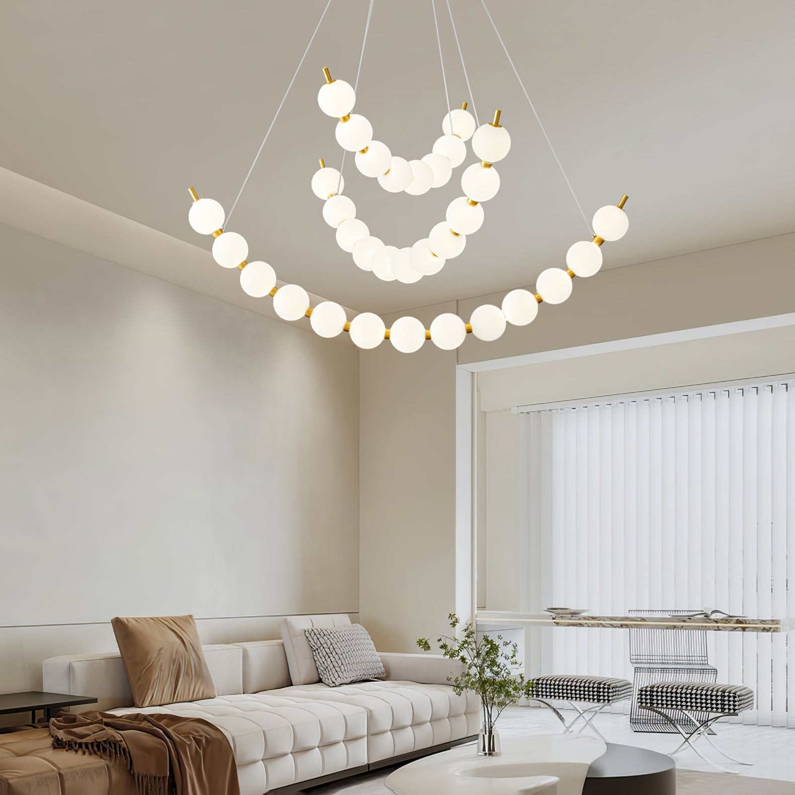 Elegant Acrylic Pearls Chandelier - Crystal-Like Ceiling Light Fixture for Dining Room, Bedroom & Living Room Decor