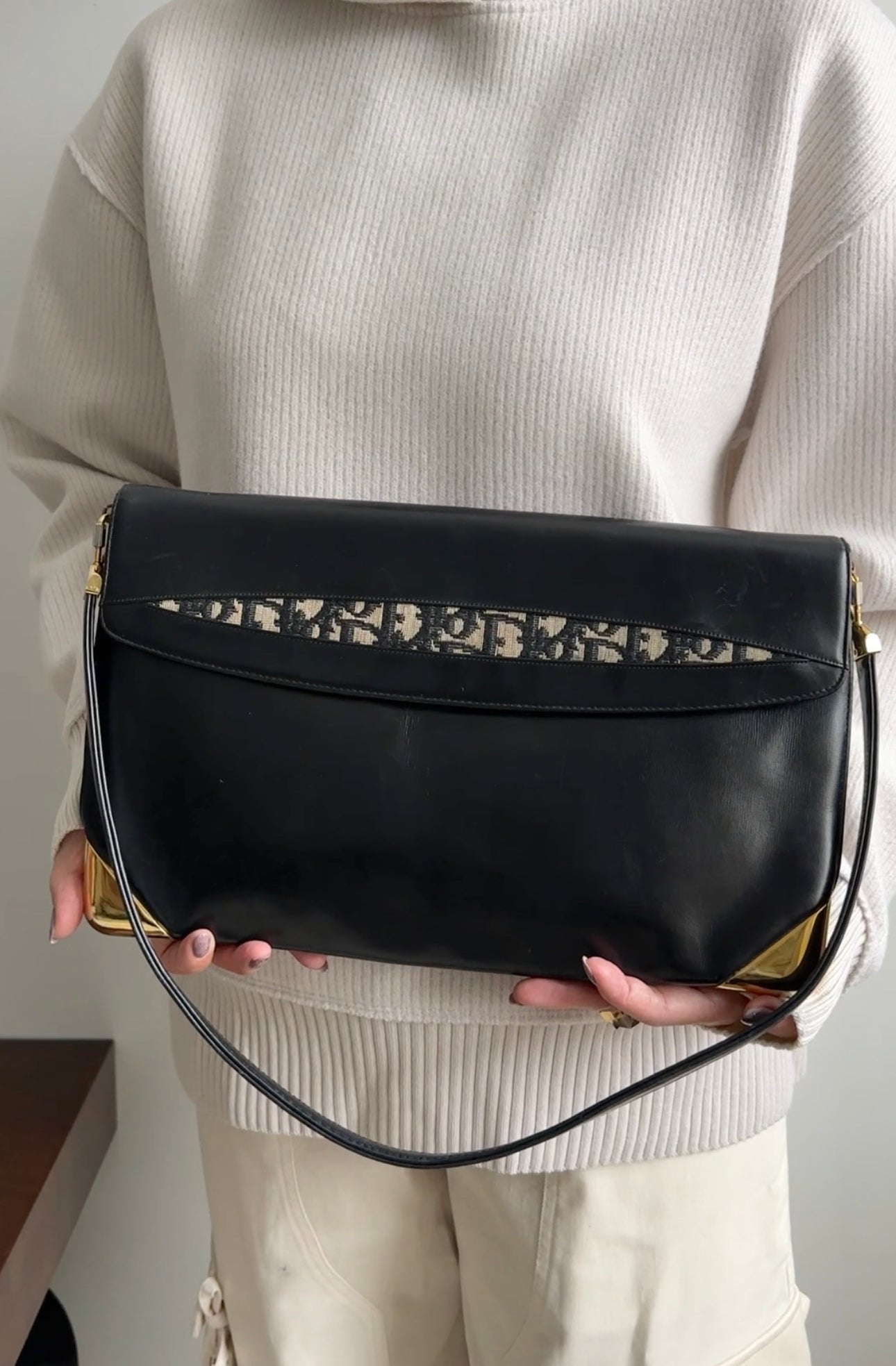 Vintage Christian Dior Midnight Navy Trotteur Clutch Shoulder Bag - Elegant Evening Bag for Women's Night Out & Special Occasions