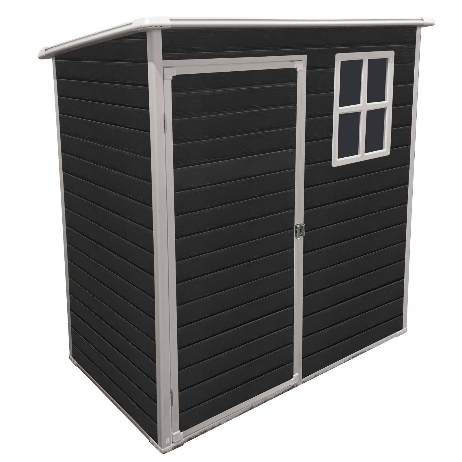 5x3 FT Heavy-Duty Metal Outdoor Storage Shed - Lockable Tool Cabinet with Window, Waterproof Large Shelter with Ventilation - Perfect for Garden Storage, Pet House, Garbage Enclosure & Backyard Organization (Black)