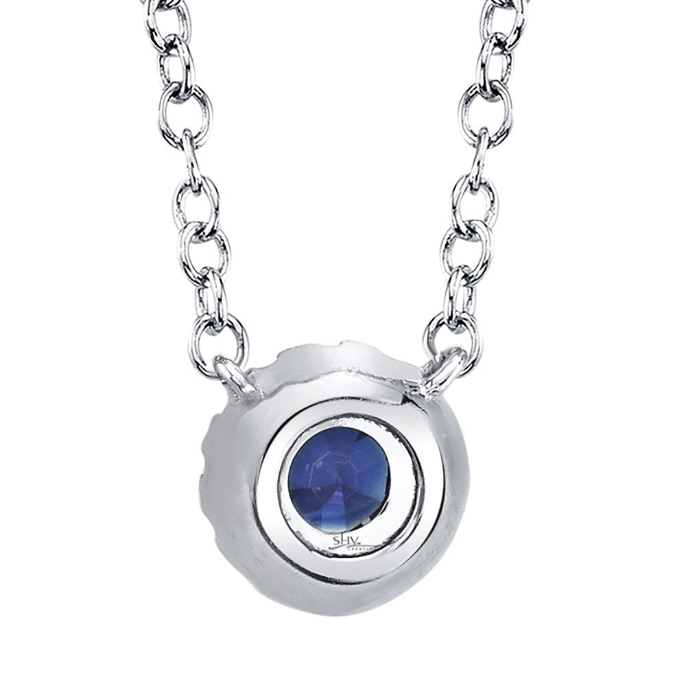 14K Gold 0.14 Carat Sapphire & 0.04 CTW Diamond Halo Pendant Necklace - Elegant Jewelry Gift for Women, Perfect for Weddings, Anniversaries & Special Occasions
